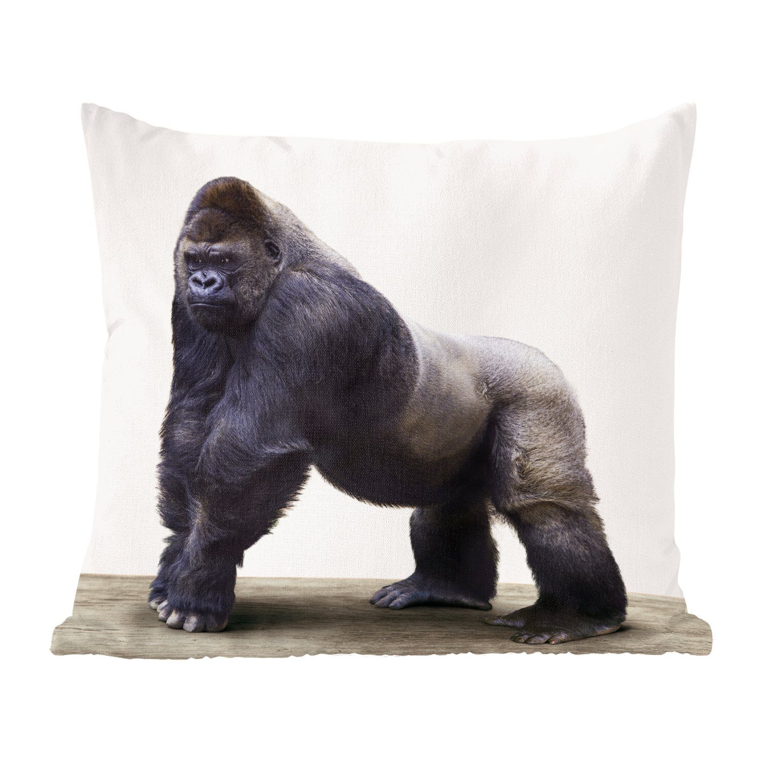 Füllung - - mit - Sofakissen Zierkissen MuchoWow Gorilla Wohzimmer, - Jungen für Deko, Schlafzimmer, Mädchen Kinder, Dekokissen Tiere