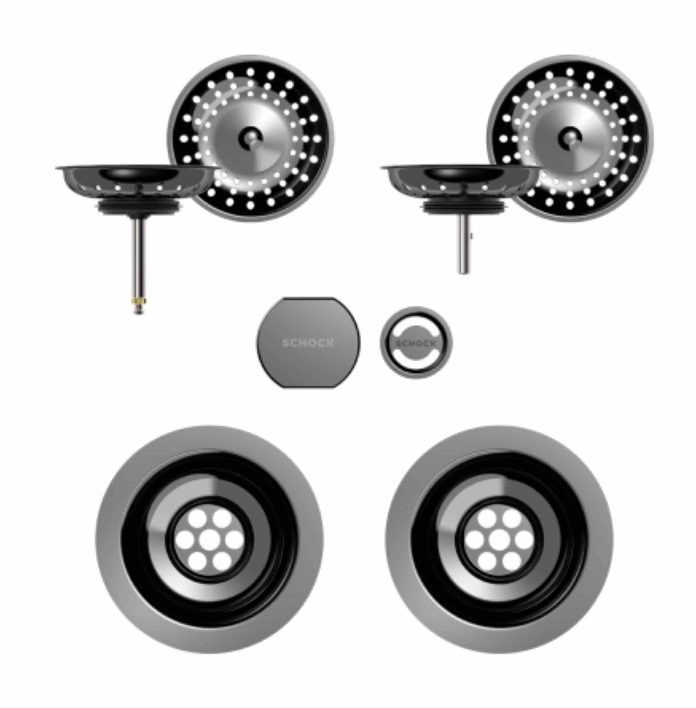 Schock Einbauspüle Schock Sichtteile in Gunmetal zu Ablaufgarnitur Drehexcenter 629349PD