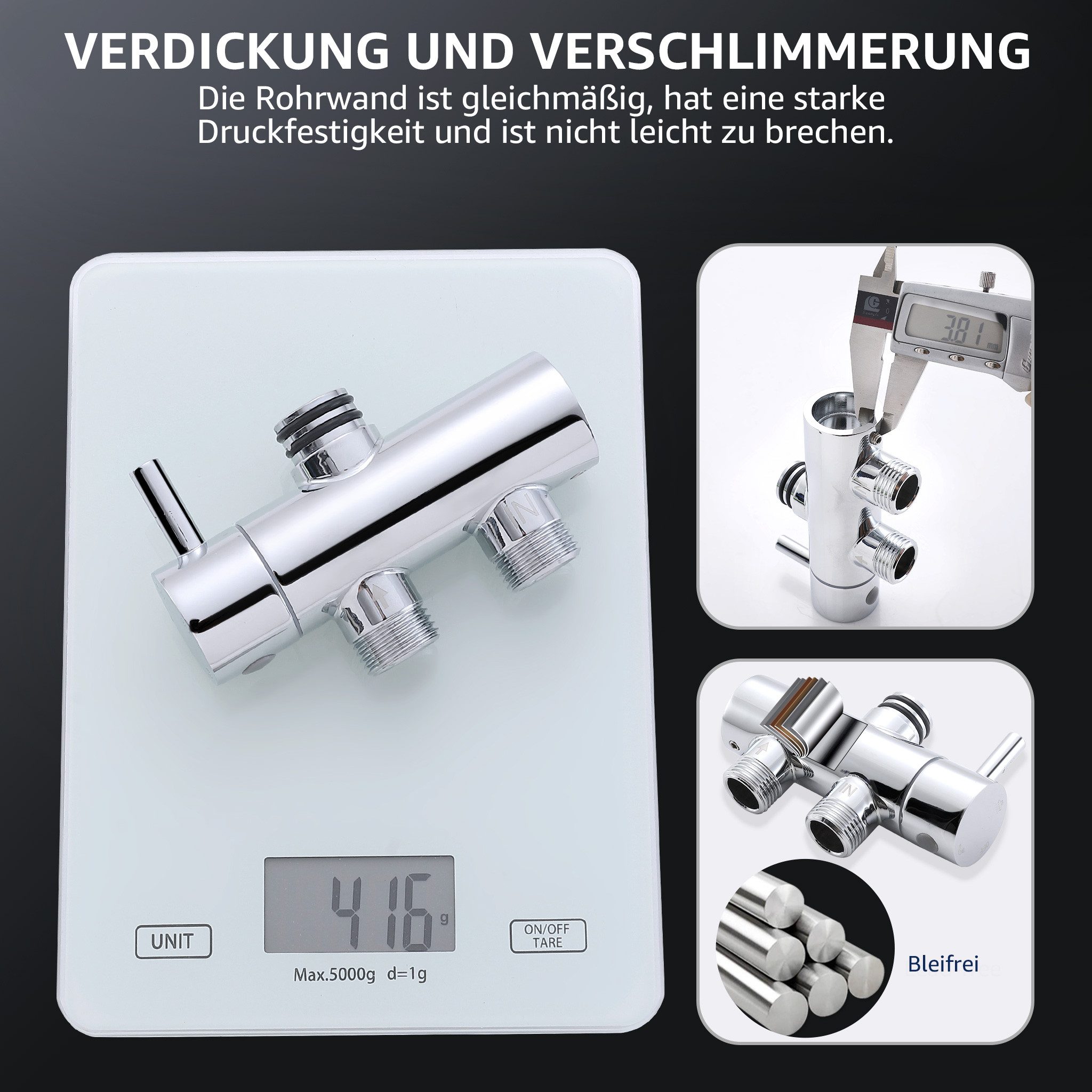 HOMELODY Duschsystem ohne Armatur Edelstahl Brausegarnitur mit Handbrause Dusche, 2 Strahlart(en), Packung Set, 9-Zoll-Rundkopfbrause, PVC-Brauseschlauch, verch – Bild 5 von 5
