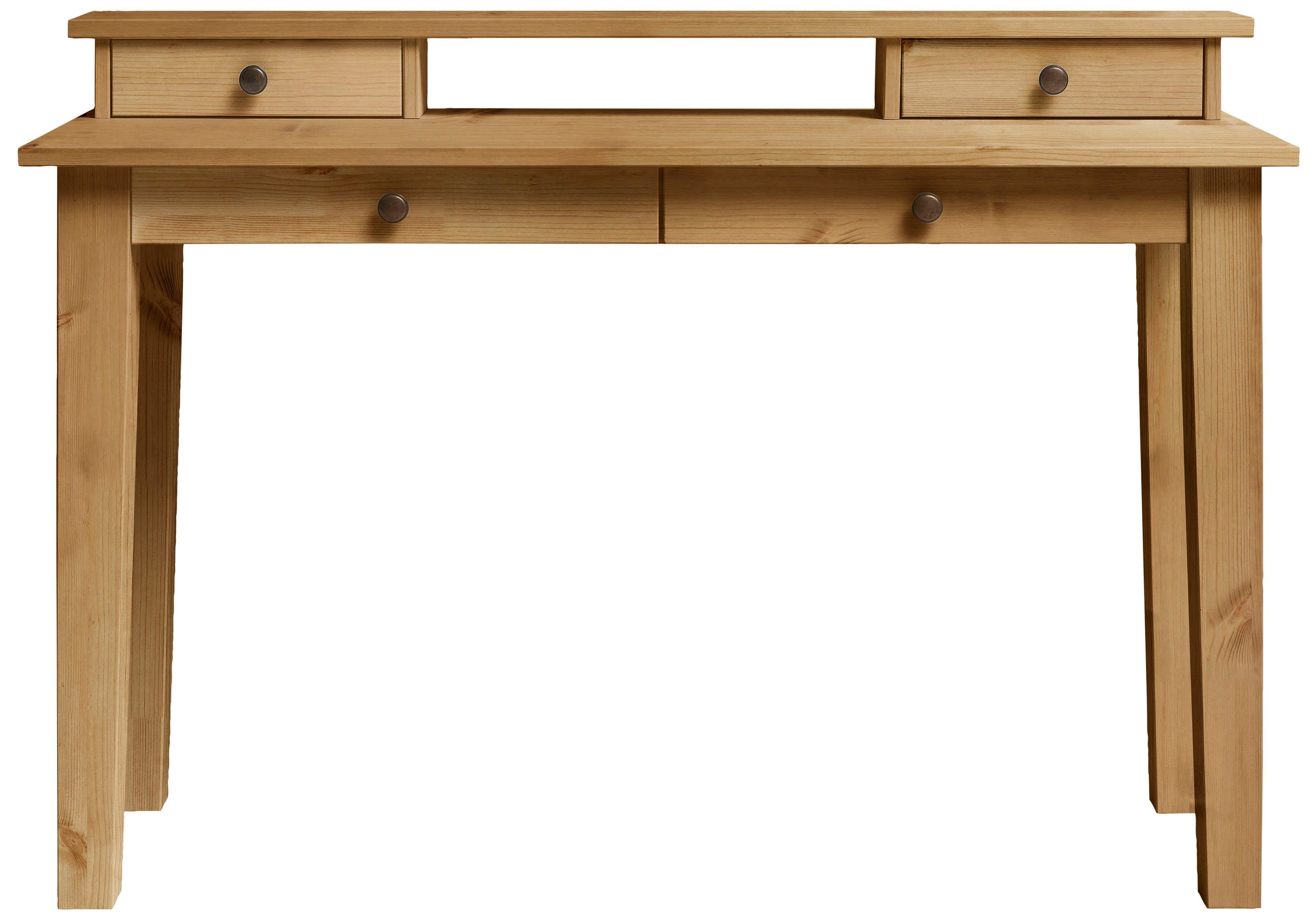 Wohn[glück]lich by Infantil Schreibtisch Solvita, Arbeitstisch Desk mit 2  Schubladen Kiefer massiv Breite 120cm Landhaus | Couchtische