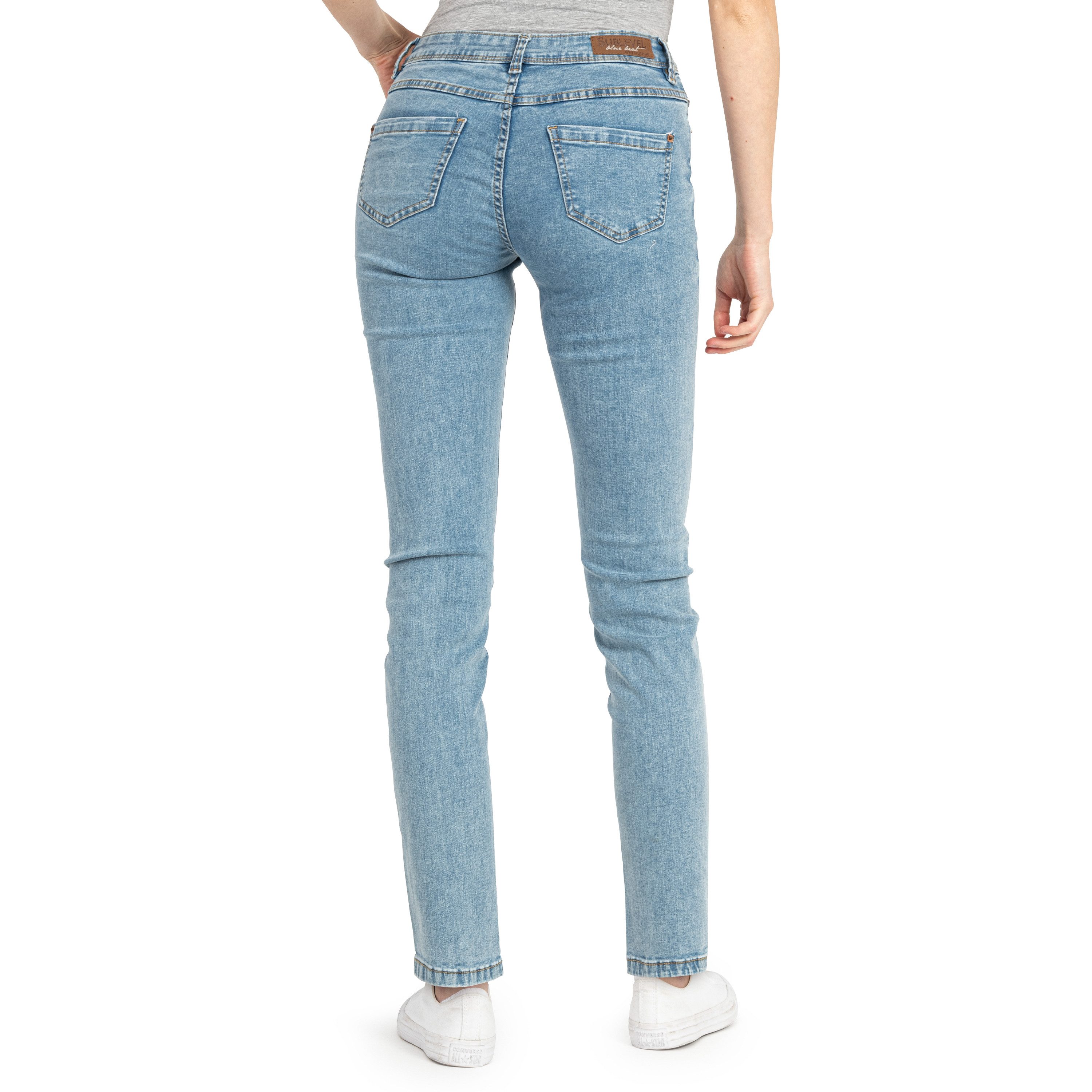 SUBLEVEL Slim-fit-Jeans Damen Jeans Skinny Slim Fit Jeanshose Hose Röhre Denim Stretch