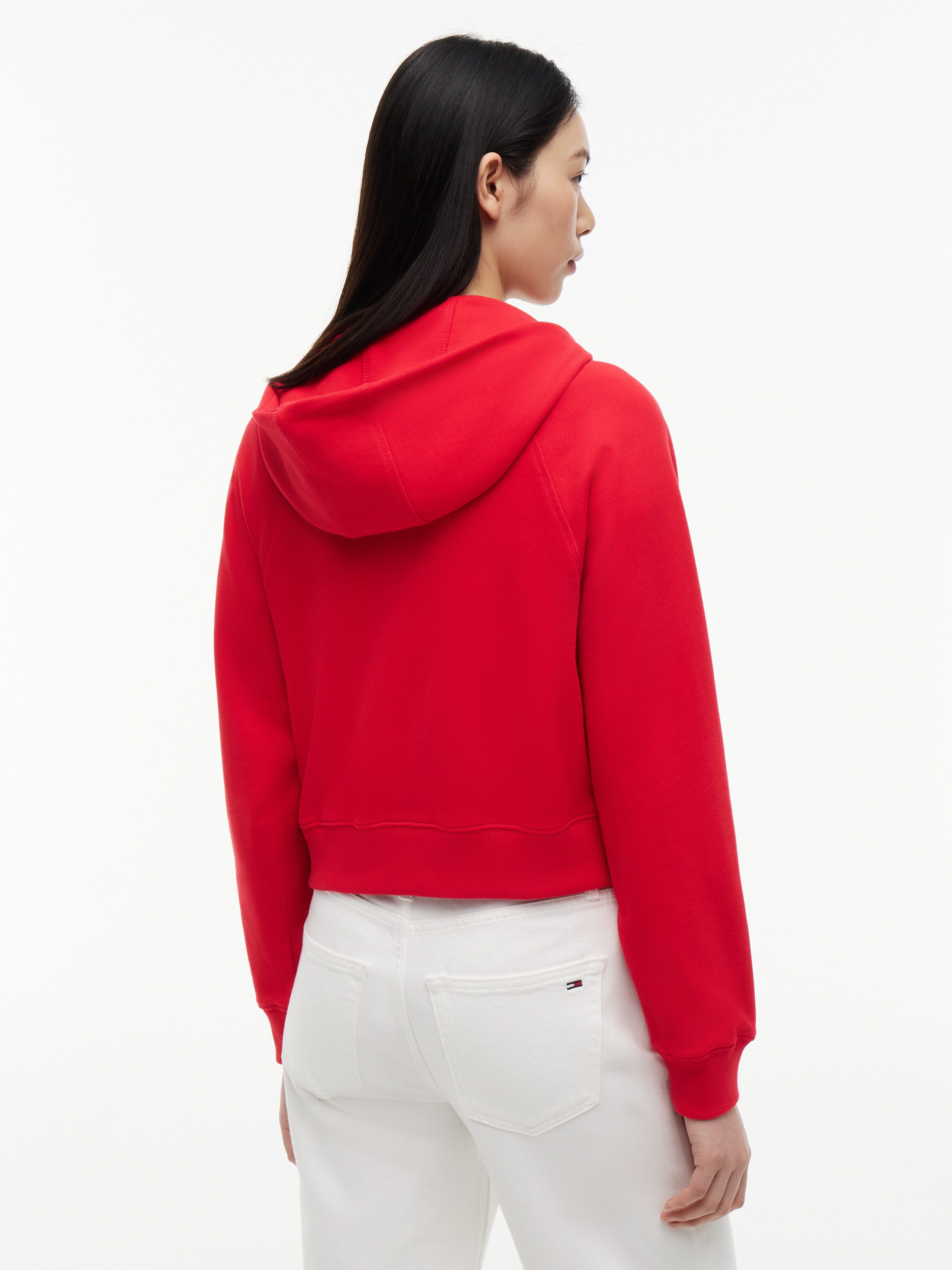 Tommy Jeans Kapuzensweatjacke TJW BXY S FLAG ZIP THRU HOODIE Baumwolle, Kapuze, Kängurutasche