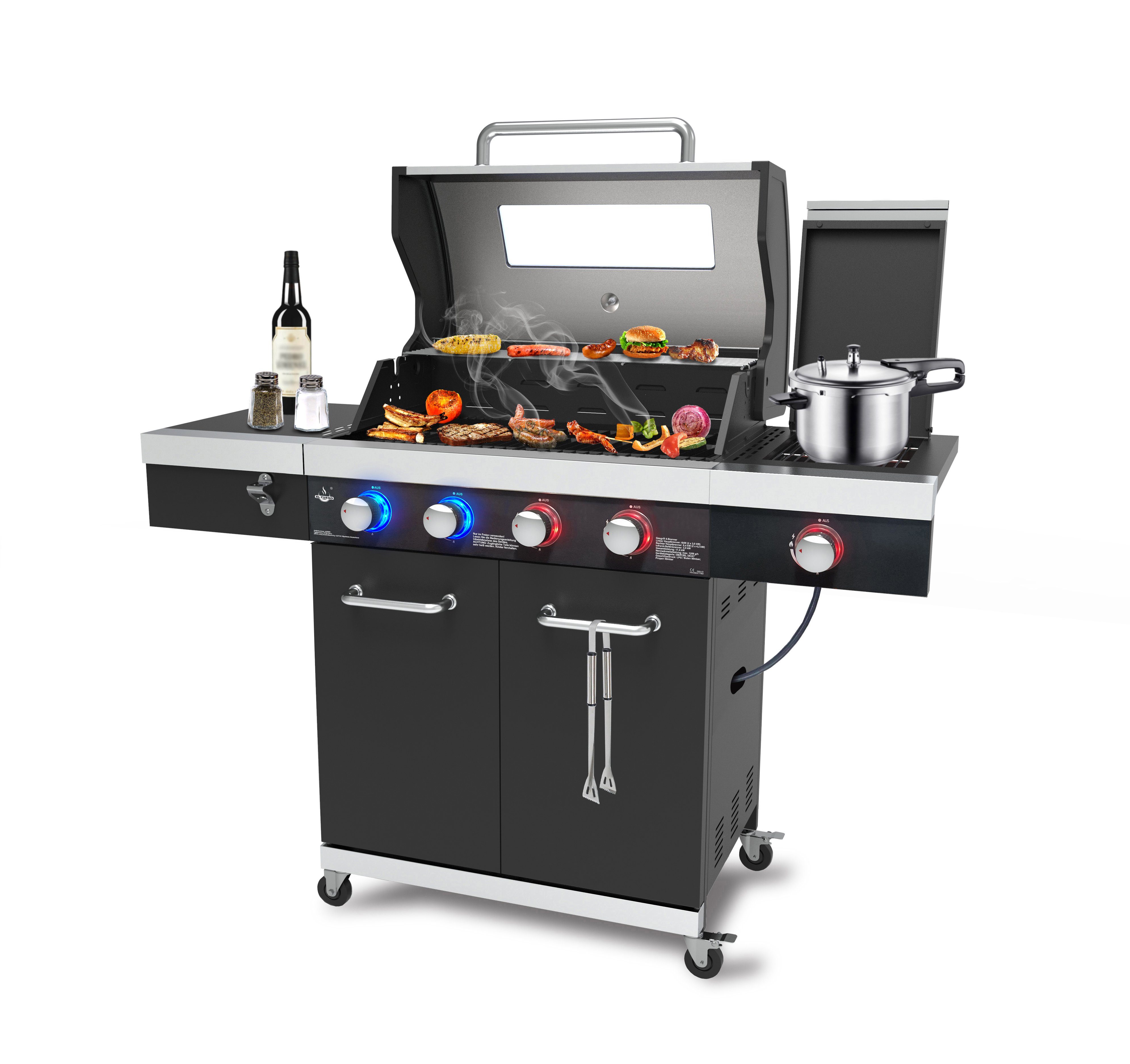 El Fuego Gasgrill Gasgrill "Kingsten" von El Fuego®, 4 + 1 Brenner inkl. viel Zubehör