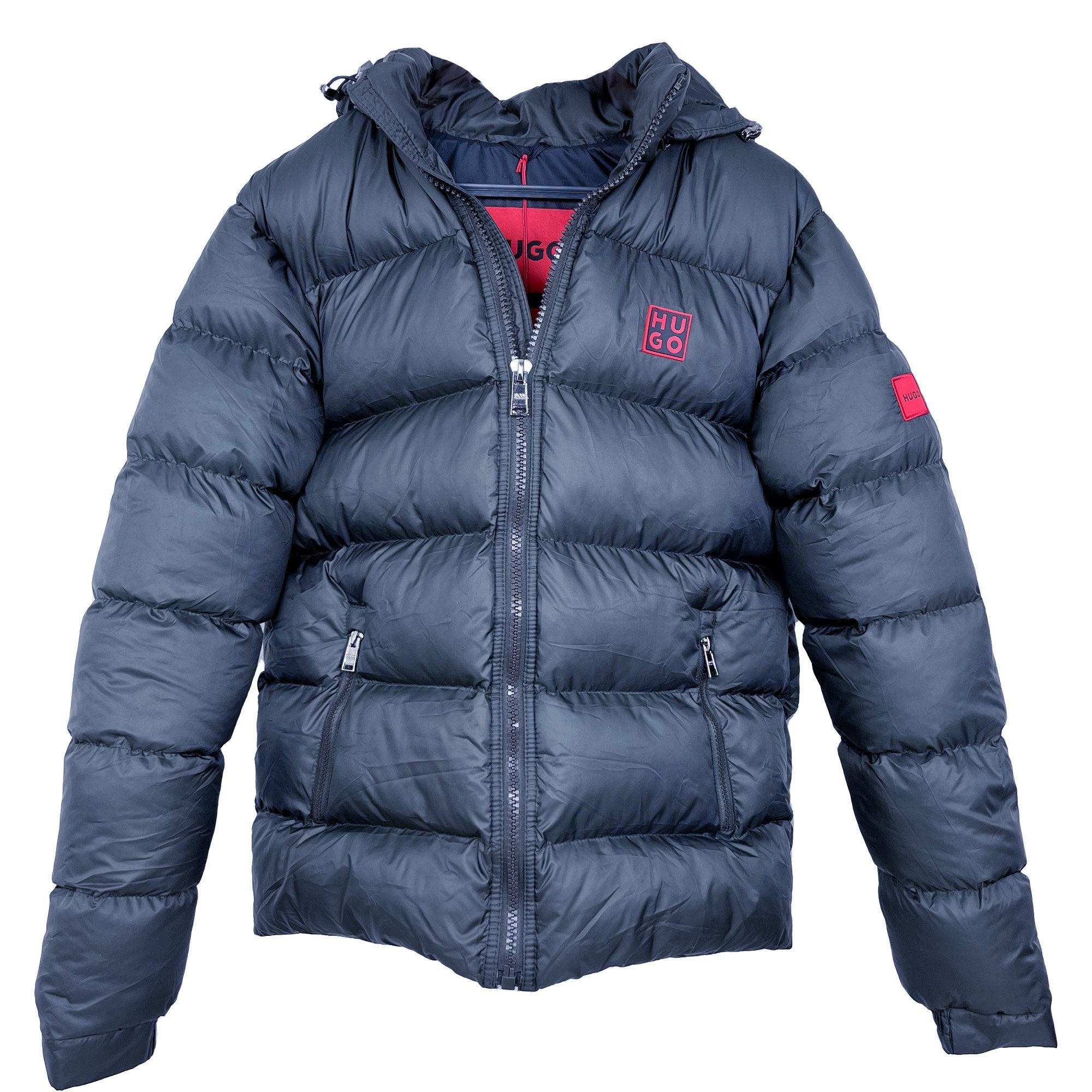 HUGO Steppjacke Winterjacke Herren mit abnehmbarer Kapuze Blau