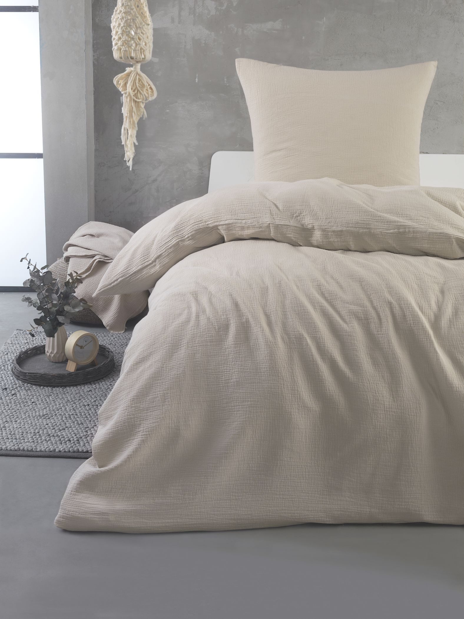 soma Bettwäsche Set Musselin 135x200 Baumwolle Natur natur, Baumwolle, 2 teilig, Geschenkidee atmungsaktiv weich sale Reißverschluss Partner Sommer