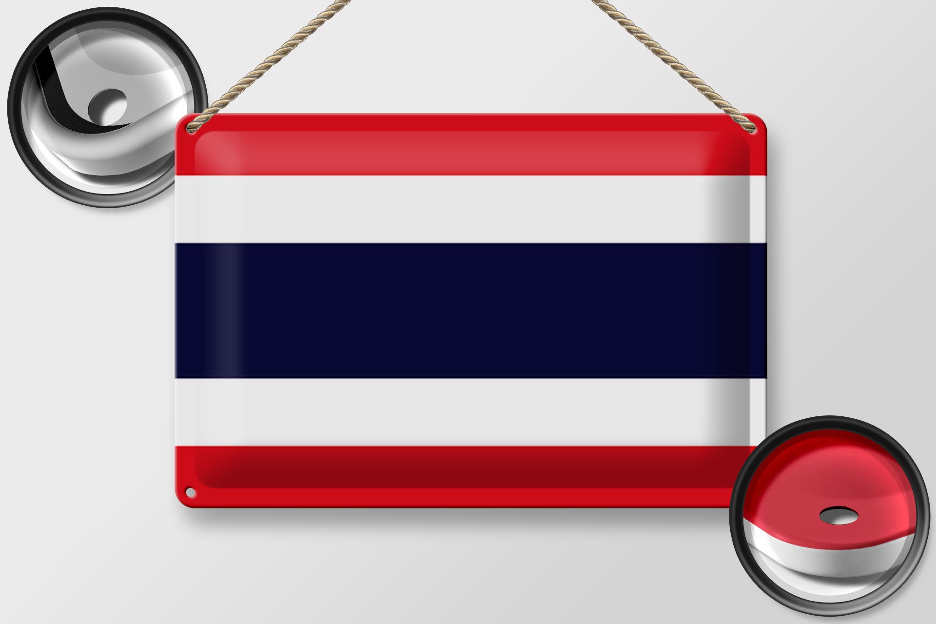 Femer GmbH Metallschild Flagge Thailand 30x20cm Flag of Thailand, (1 St), gewölbte Oberfläche, abgerundete Ecken, umgeschlagene Kanten