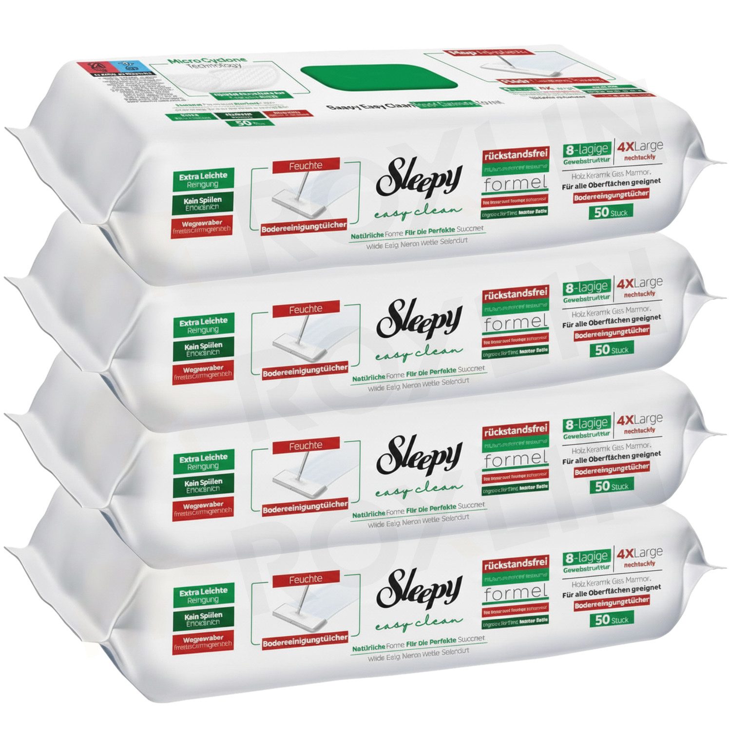 Roxlin Sleepy Easy Clean Bodenwischtuch 8lagig XLarge Super Soft Ultra Strong Fussbodenreiniger (4-St)