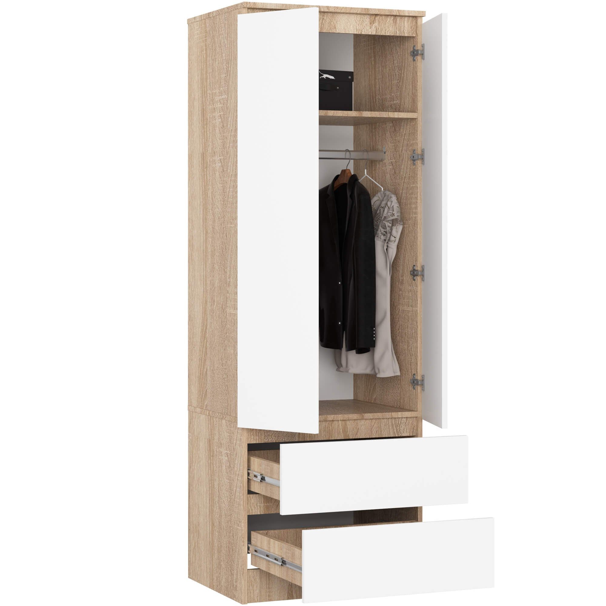 Raumhirsch Furniture Kleiderschrank Sonoma Eiche - Hochwertiger Stauraum - Garderobenschrank Kleiderschrank, Schlafzimmerschrank, Garderobenschrank in Sonoma Eiche