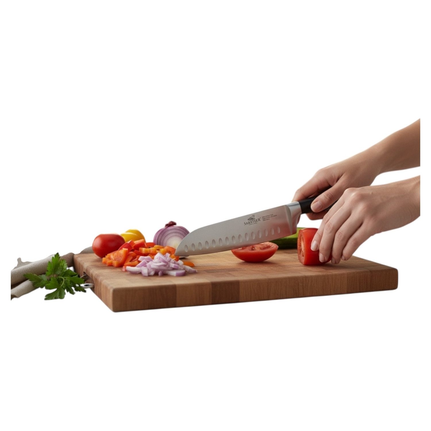 SABATIER International Santokumesser Santokumesser Kochmesser Küchenmesser Scharf - Klingenlänge: 17,7 cm, hohe Leistung, unverwechselbares Design, widerstandsfähig/langlebig