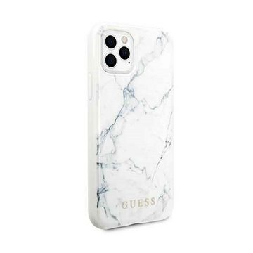 Guess Handyhülle Guess Marble Collection Apple iPhone 11 Pro Weiß Marmor Hard Case Cover Schutzhülle Etui