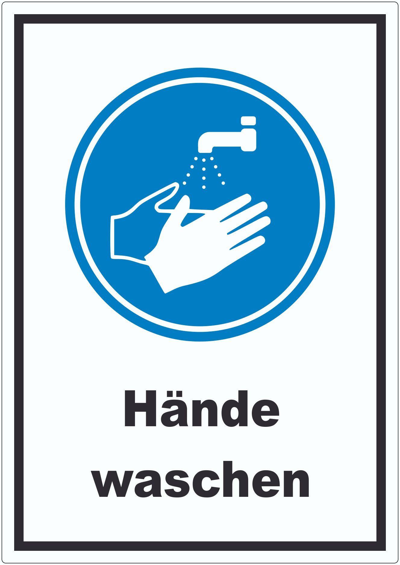HB-Druck Aufkleber Hände waschen Aufkleber, wetterfest, UV-beständig, kratzfest