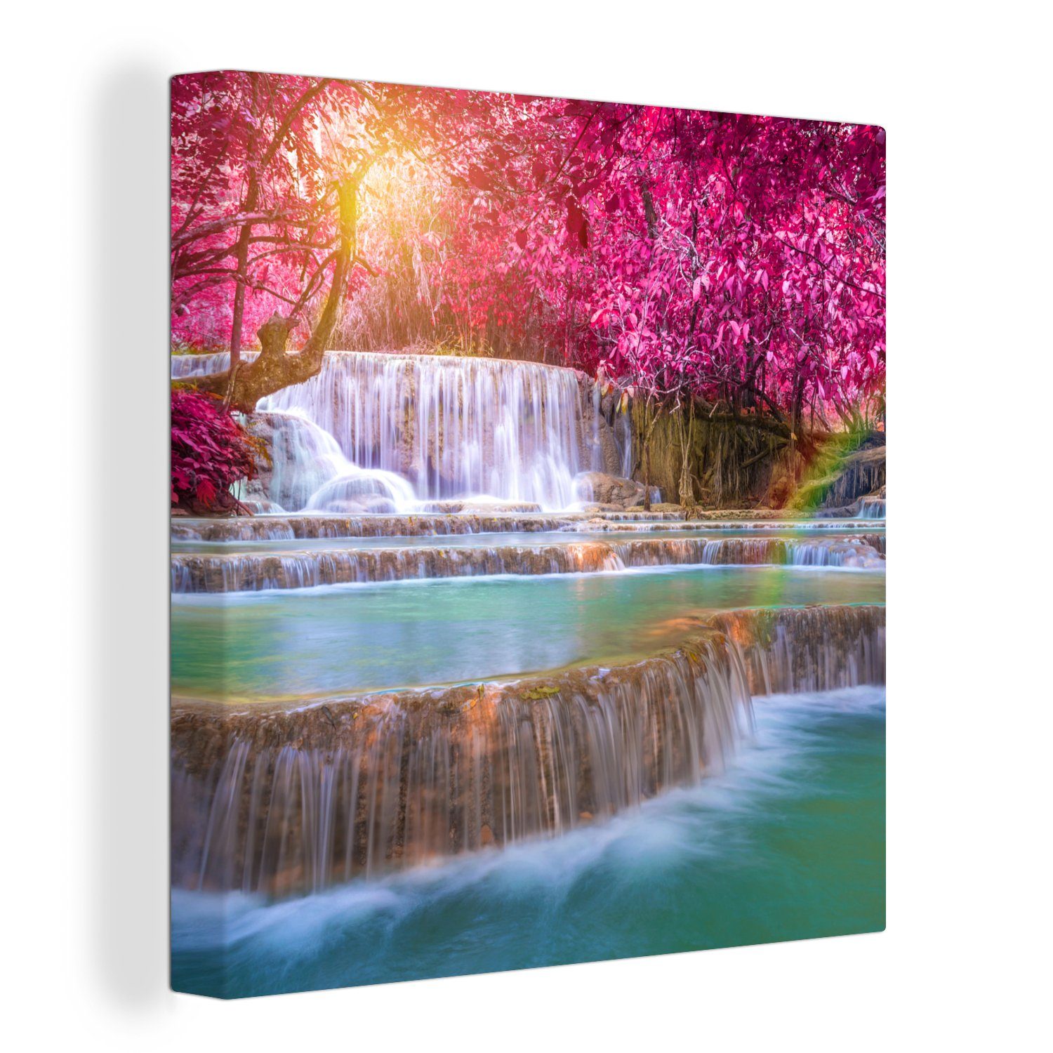 OneMillionCanvasses® Leinwandbild Wasserfall - Regenbogen - günstig online kaufen