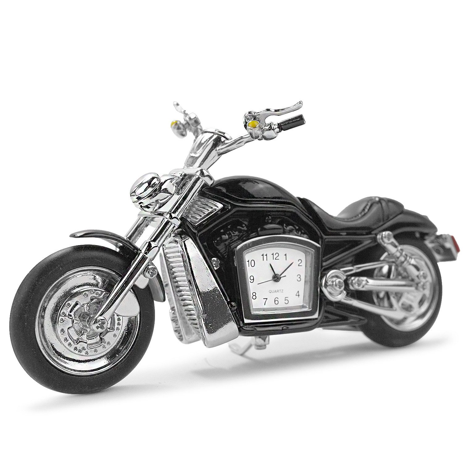 Standuhr TIschuhr Motorrad Quarzuhr aus Metall schwarz günstig online kaufen