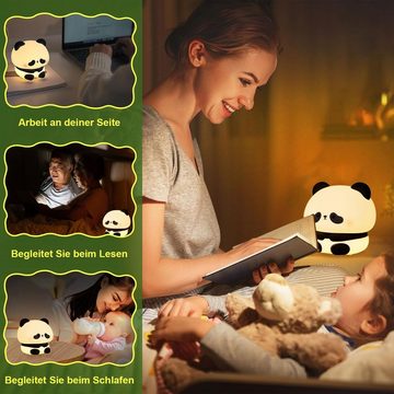 Powerwill LED Nachtlicht LED Baby Silikon Nachtlicht, süße Panda-Nachttischlampe, Silikon Dimmbare Nachtlicht für Kinder, LED fest integriert, Touch&Switch-Steuerung, Nachtlampe USB Aufladbare, für Baby,Kinderzimmer,Camping,Geschenk