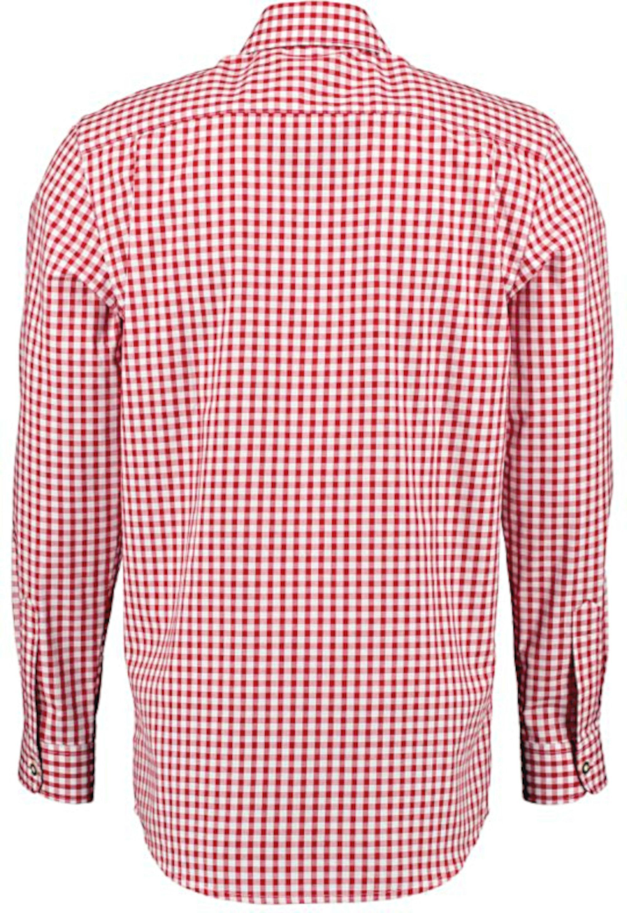 OS-Trachten Trachtenhemd Regular Krempelarm Stickerei gerader Kentkragen, Fit-bequemer Schnitt TH-0251 rot