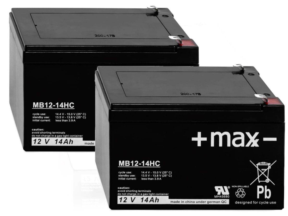 +maxx- 2x 12V 14Ah passend für Gazelle 500 W PR0000525 2200010 Bleiakkus