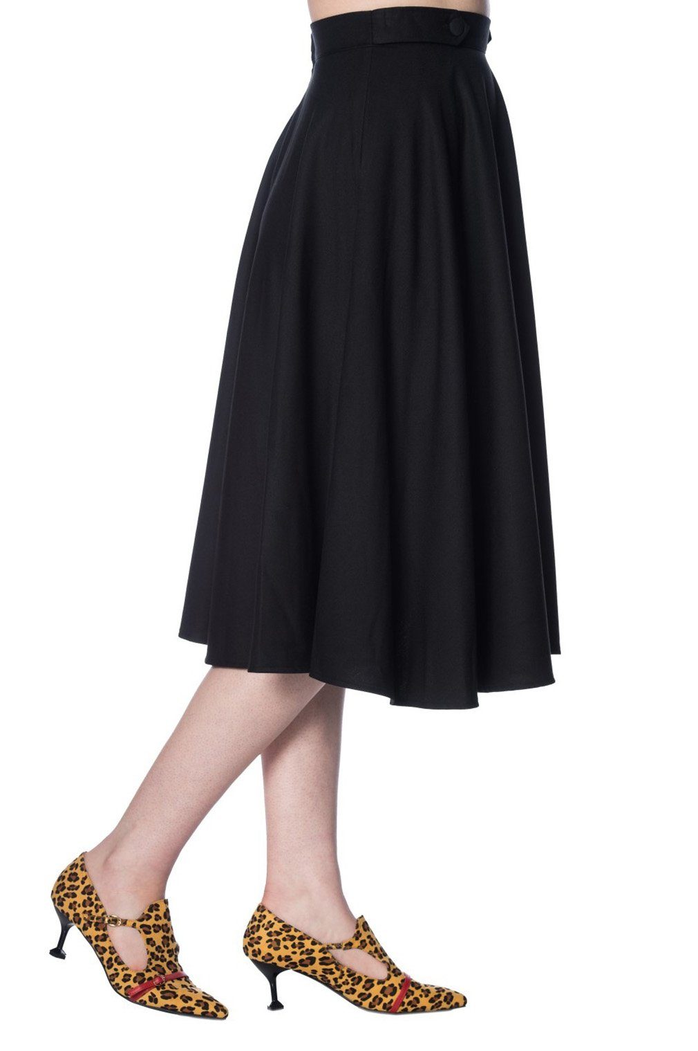Banned A-Linien-Rock Di Di Plain Schwarz Retro Vintage Swing Skirt günstig online kaufen