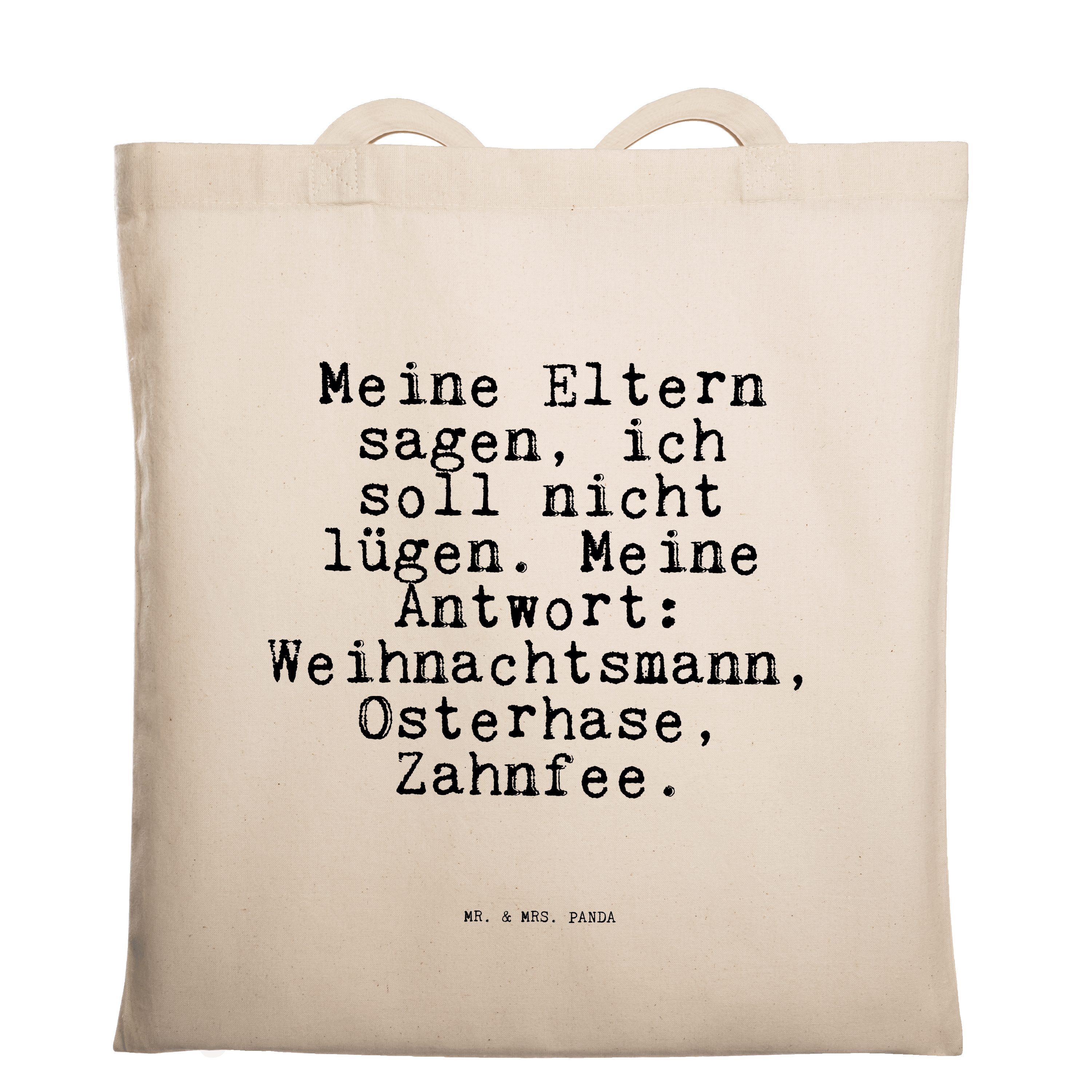 Mr. & Mrs. Panda Tragetasche »Meine Eltern sagen, ich... Transparent