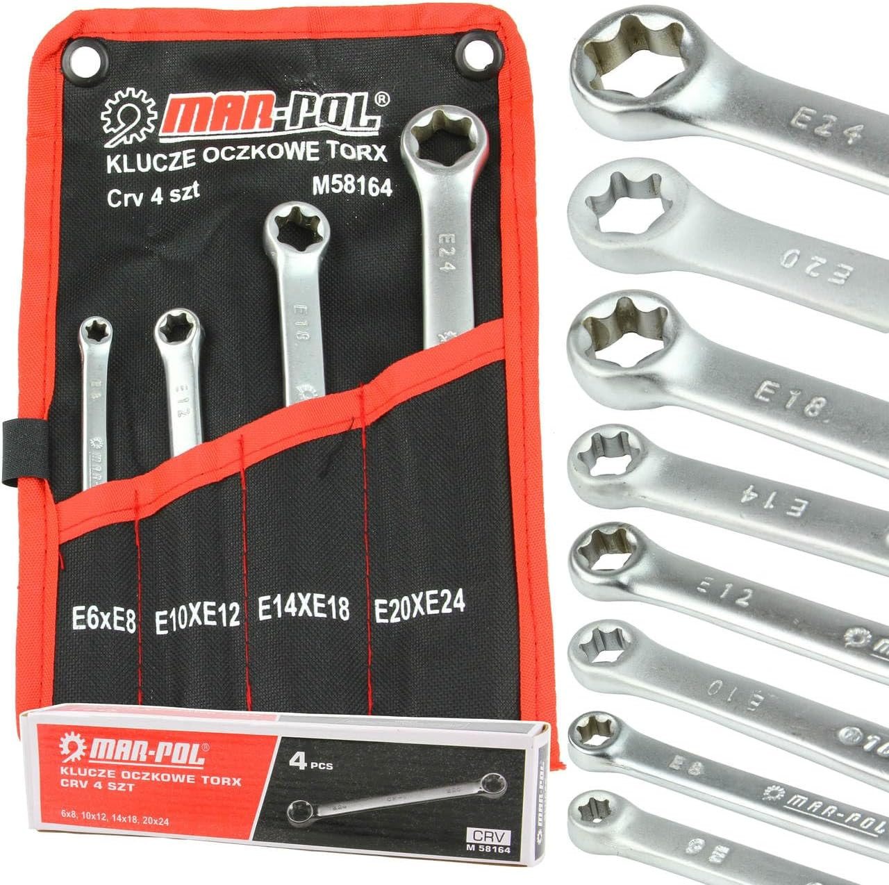 Mar-Pol Ringschlüssel TORX Doppel Ringschlüssel Satz Außen Torx Schlüssel Set 4-tlg gerade (4 St)