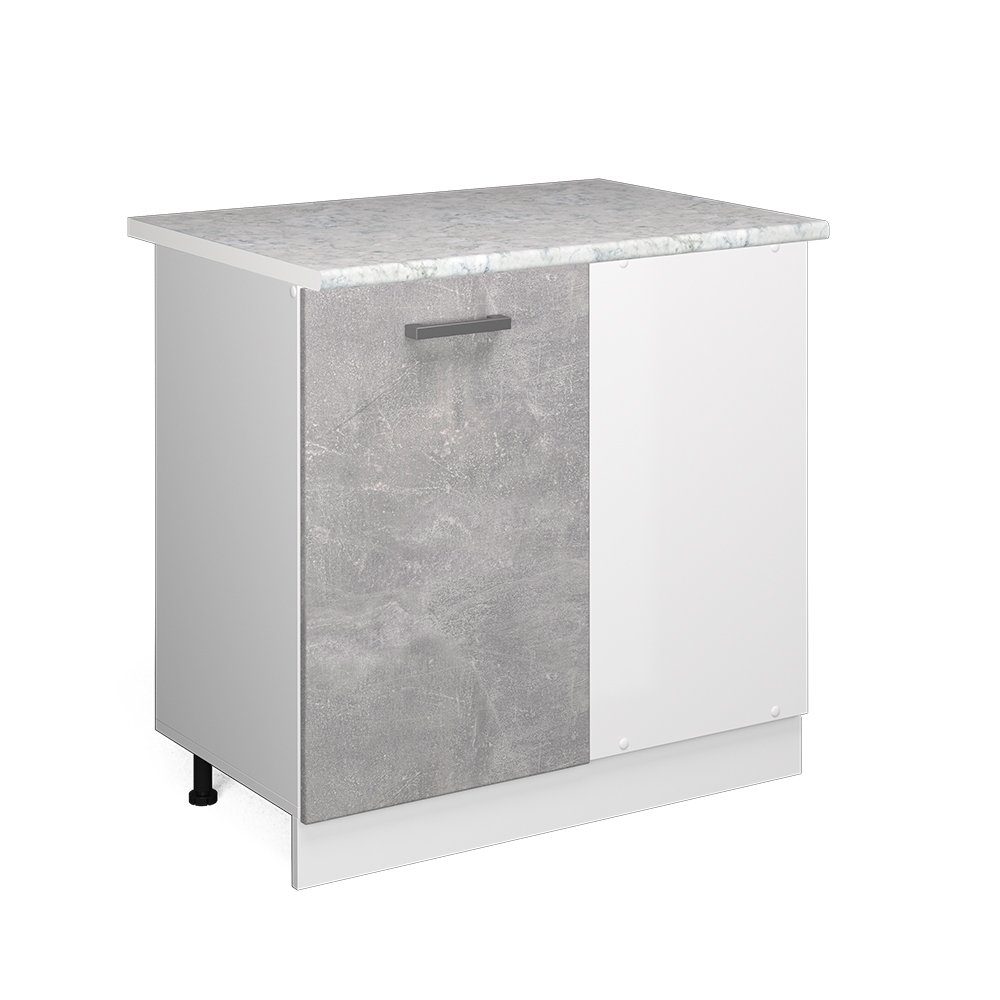 Vicco Eckunterschrank R-Line Küchen Eckschrank Beton/Weiß 86 cm AP Marmor günstig online kaufen