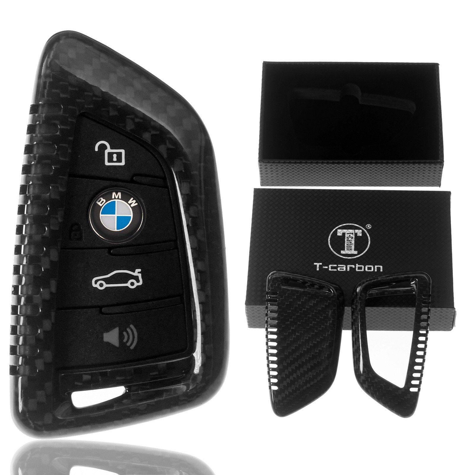 T-Carbon Schlüsseltasche Auto F45 SMARTKEY F48 für F46 Schutz Hülle X6 BMW Carbon Schlüssel KEYLESS Schwarz, F16 X5 2er F15 Echt