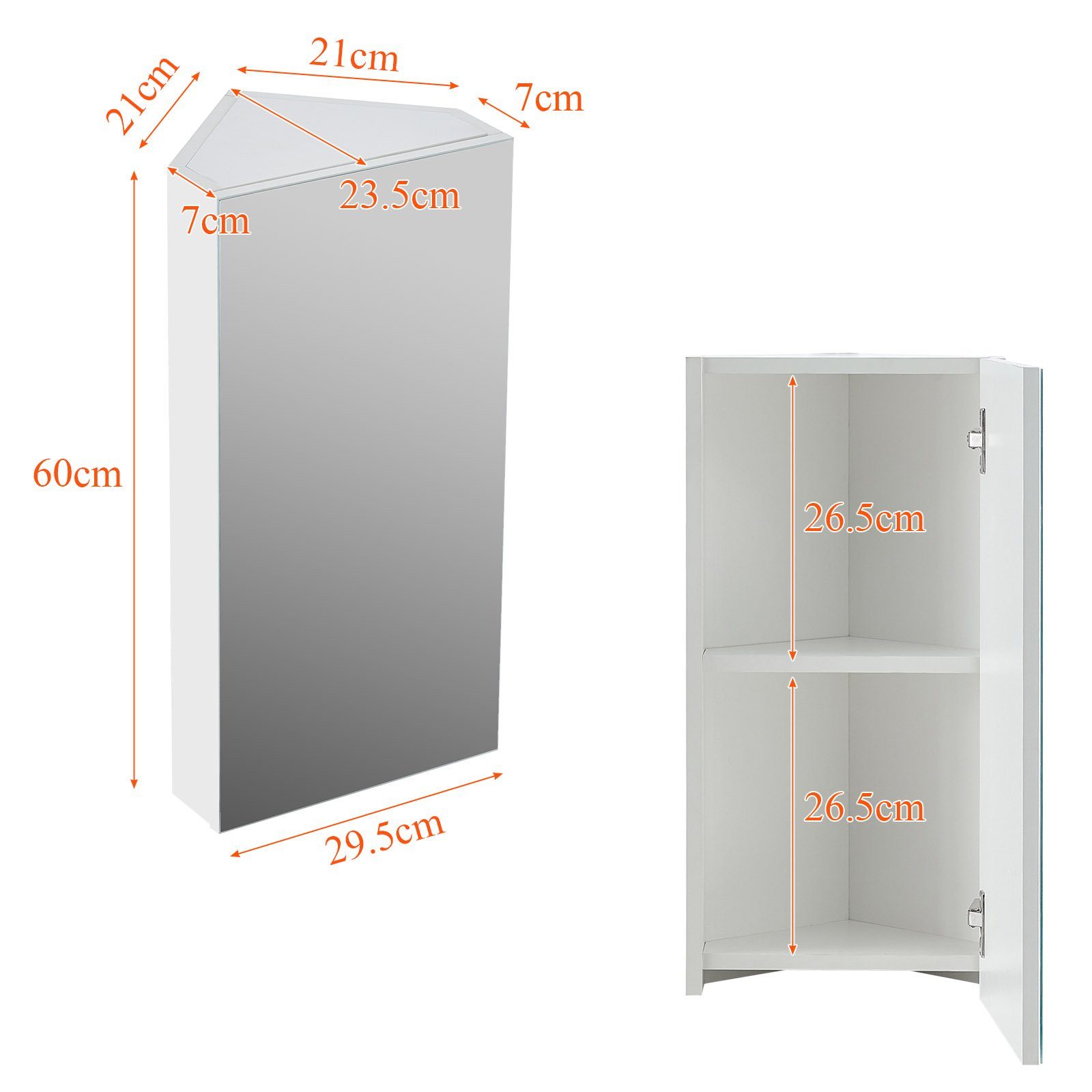 Ofcasa Badezimmerspiegelschrank Hängeschrank (1er Set) 29.5x23.5x60cm günstig online kaufen