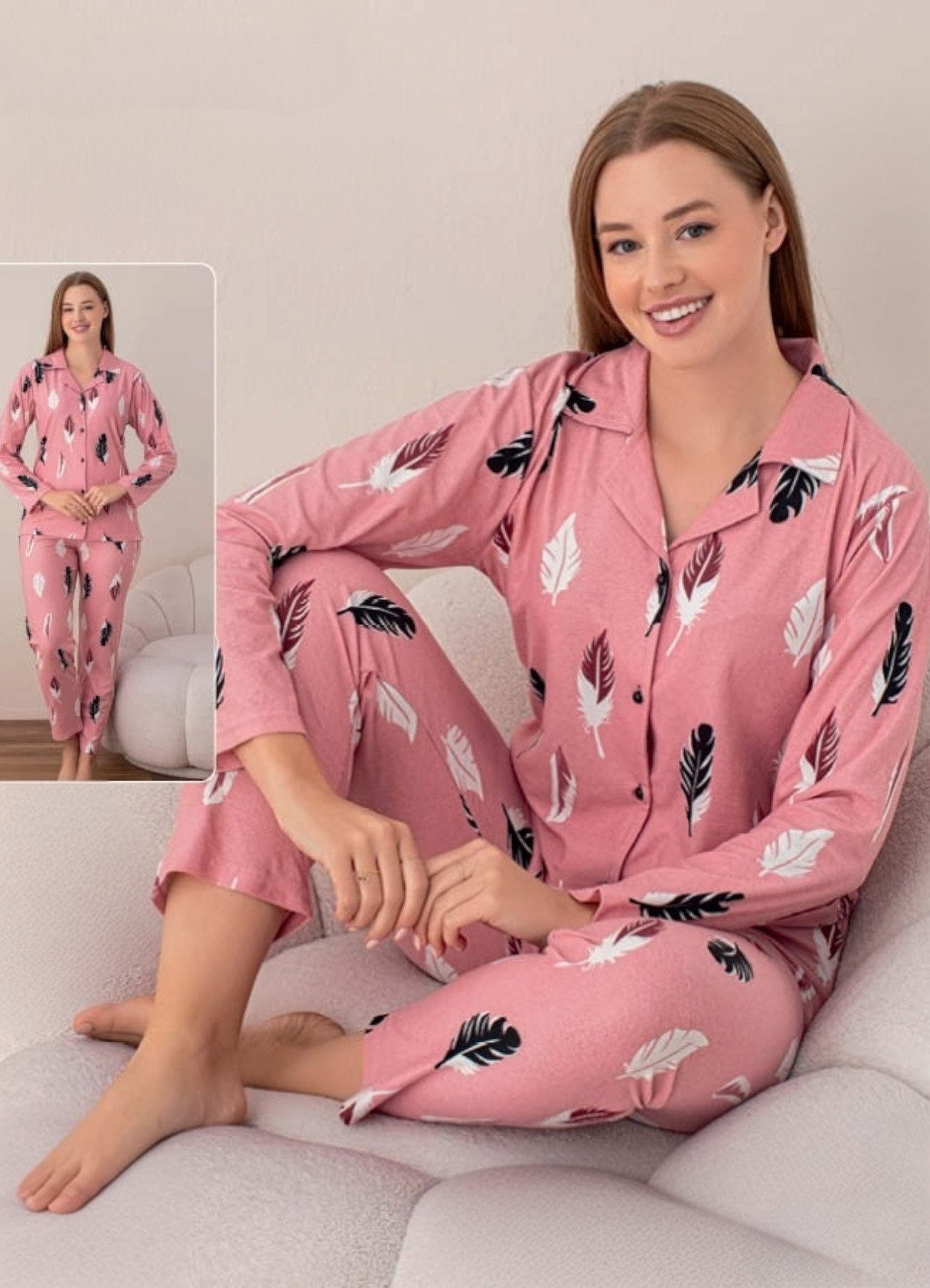 fashionshowcase Schlafanzug Damen Pyjama-Set aus 100% günstig online kaufen