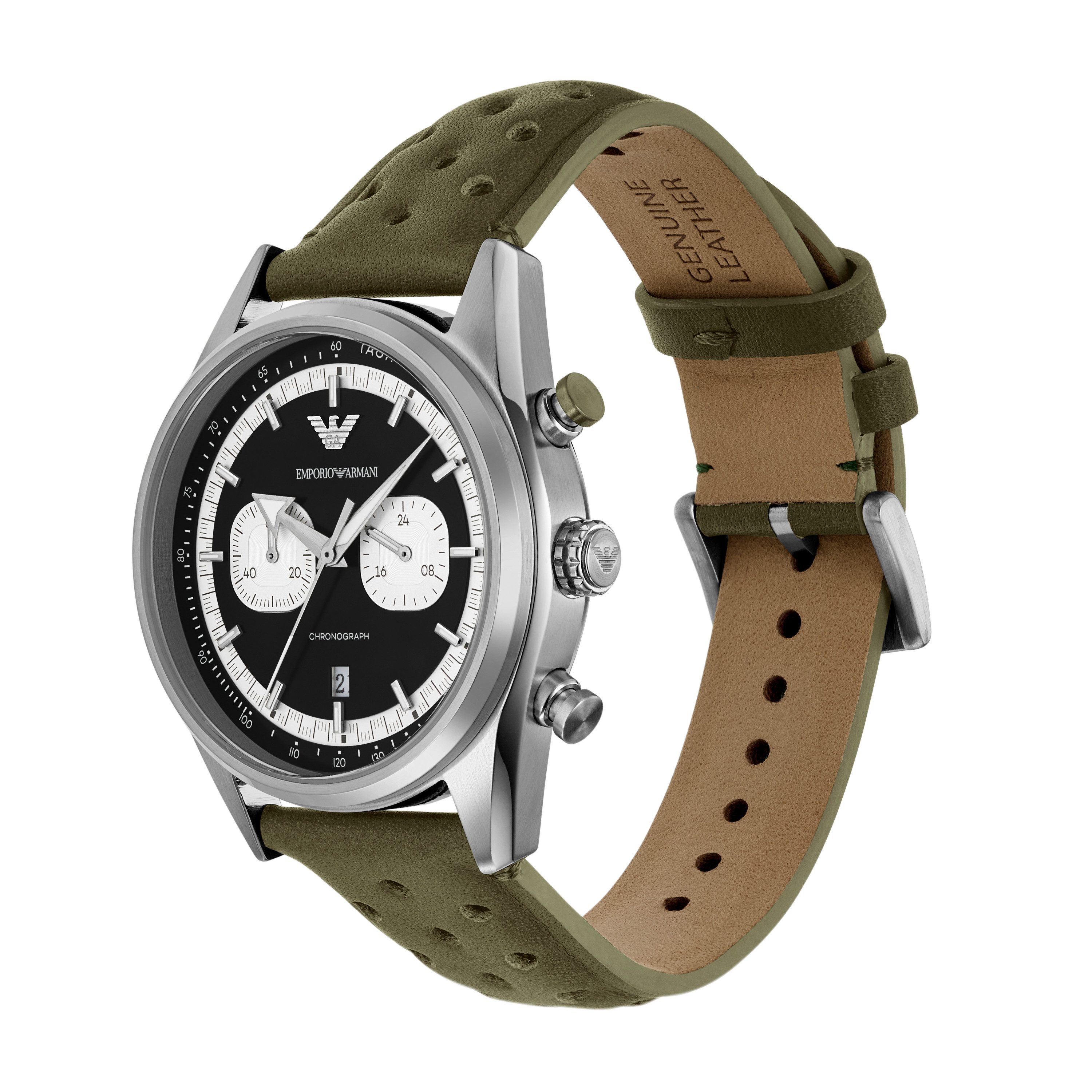 Emporio Armani Chronograph AR11709, Quarzuhr, Armbanduhr, Herrenuhr, Lederarmband, analog, Tag