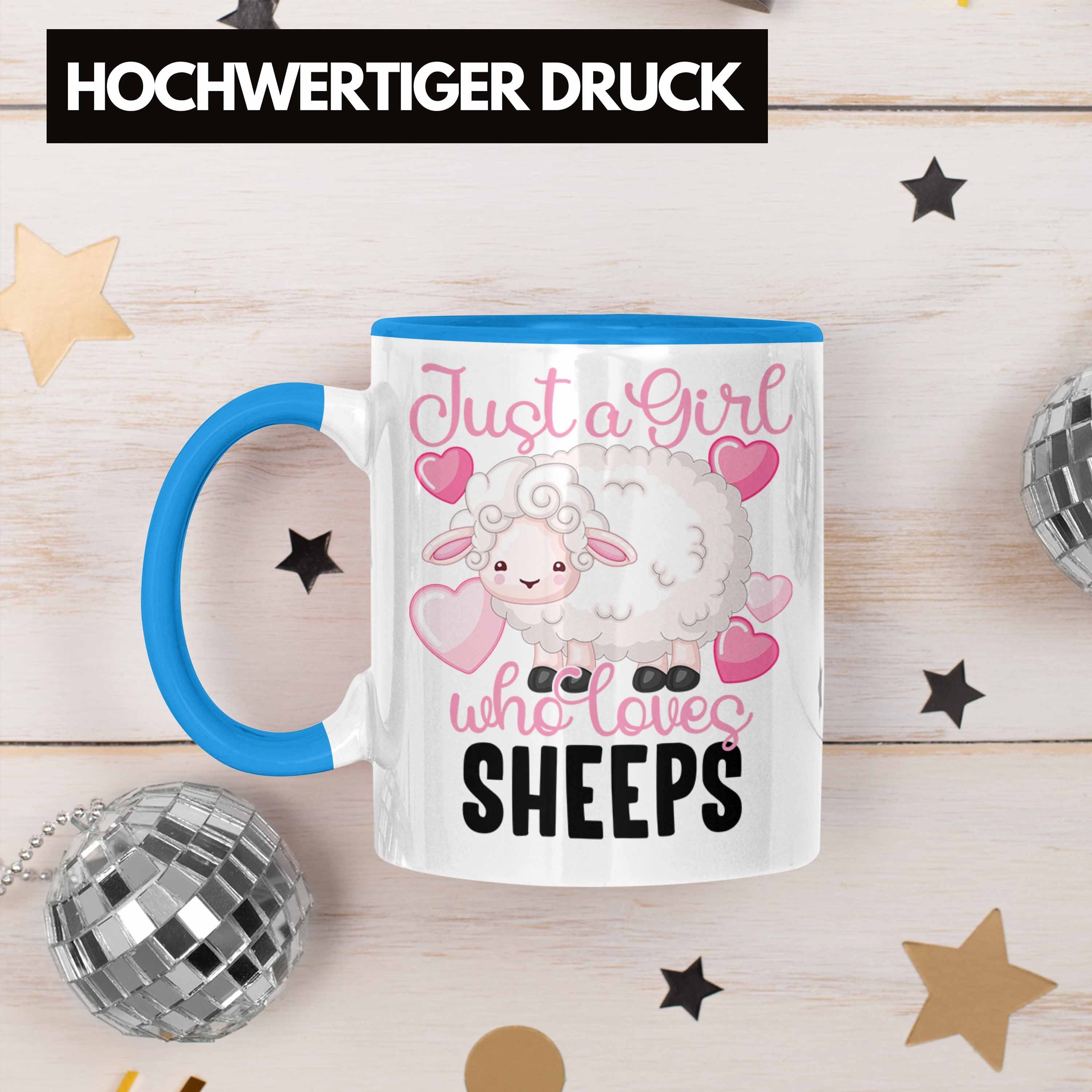 Mädchen Tasse Blau für Schaf-Tasse Frauen Schafhirtin Lustige Geschenk Trendation