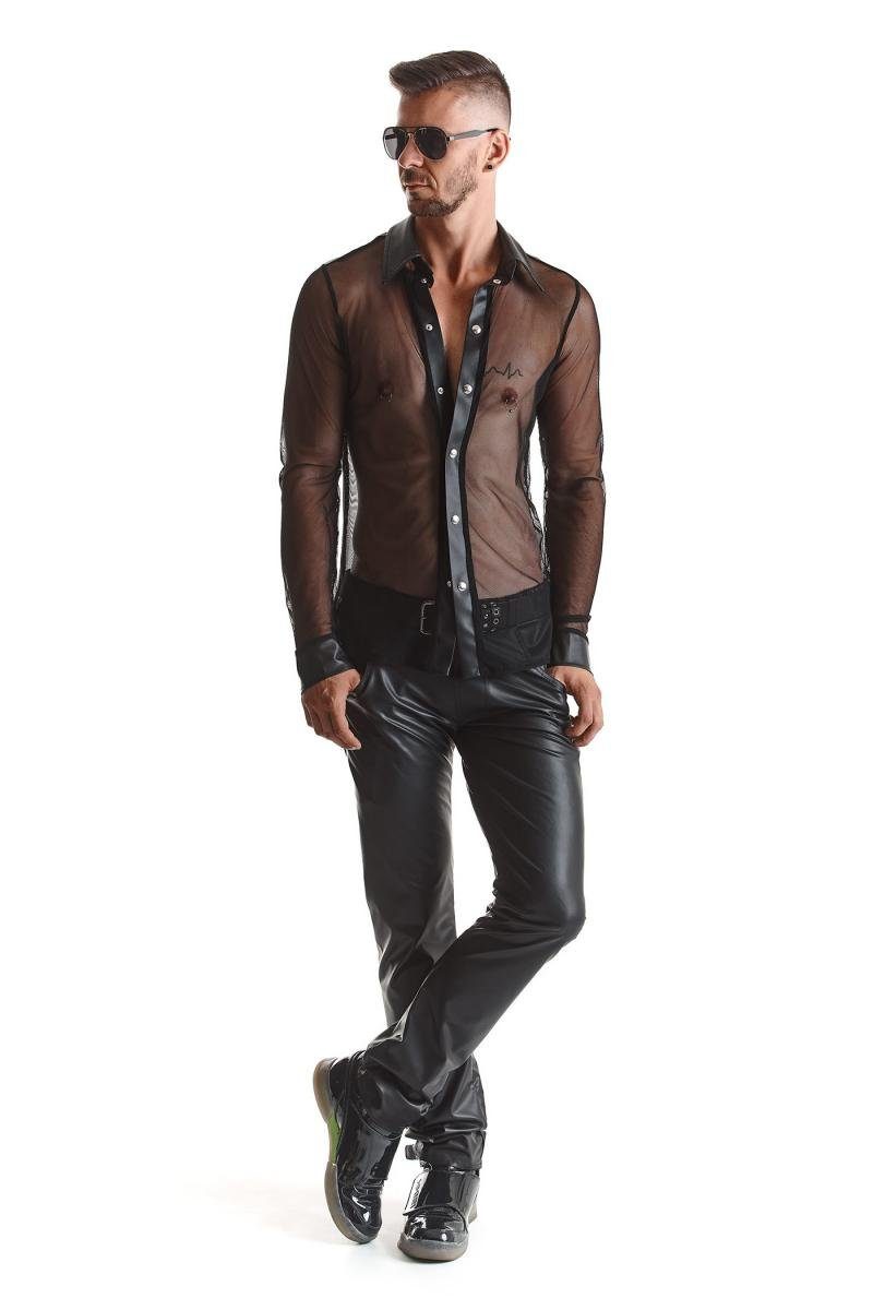 Regnes Fetish Planet Langarmhemd Herren-Hemd in schwarz - M