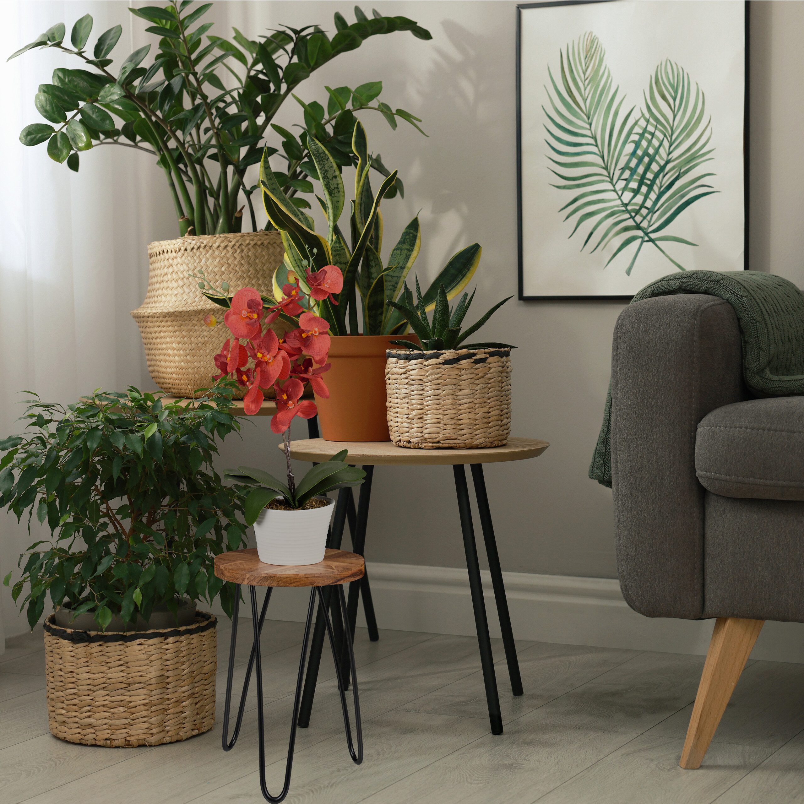 relaxdays Blumenhocker Retro Blumenhocker aus Akazie günstig online kaufen