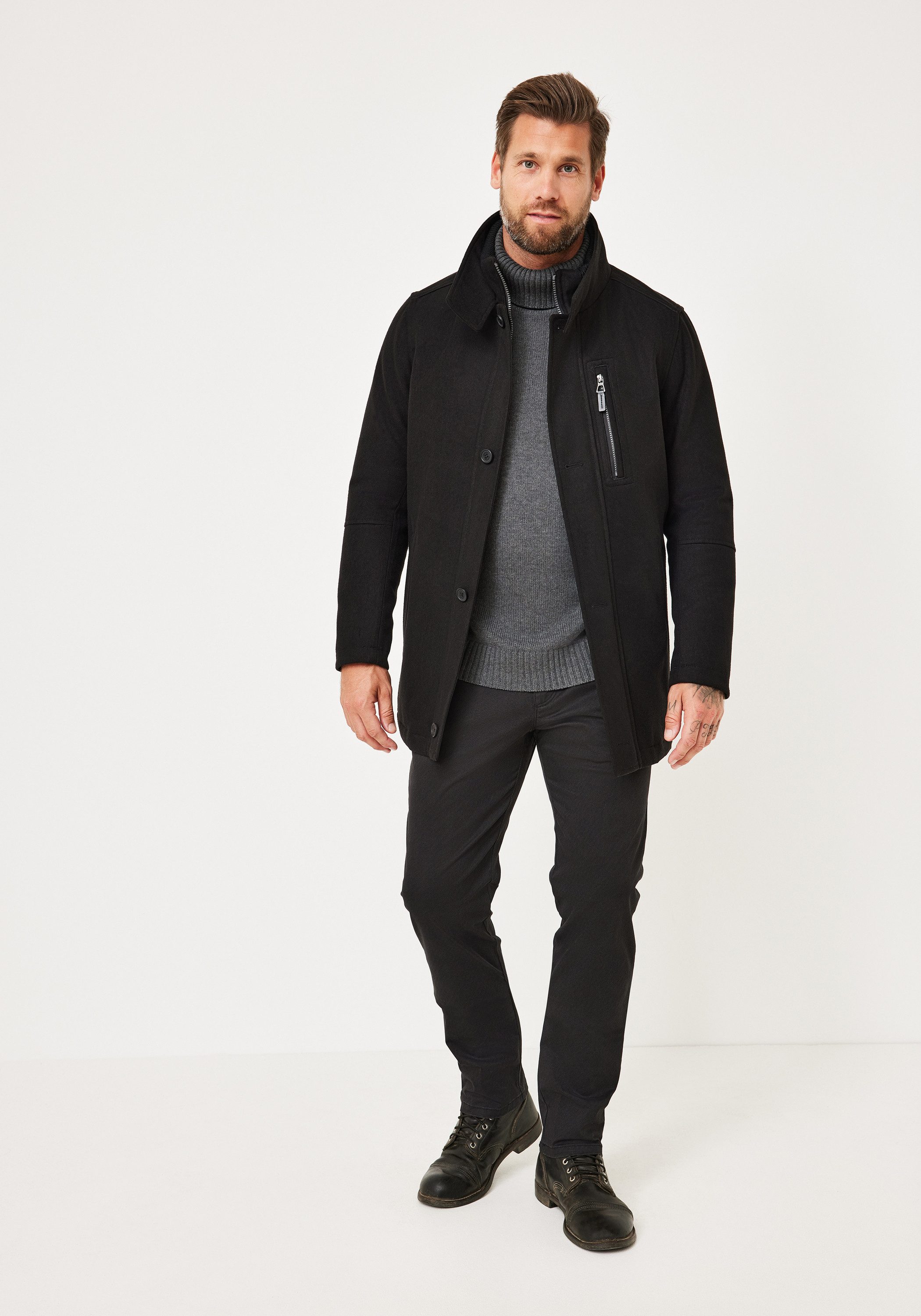 Redpoint Winterjacke GILL Modern Fit Wool Blend Melange Wintermantel