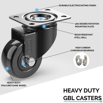 GBL Caster Wheels Möbelrolle Schwere Möbelrollen 50mm 200KG 4 Lenkrollen, Schwerlast Möbelrollen 50mm 200KG 4 Lenkrollen