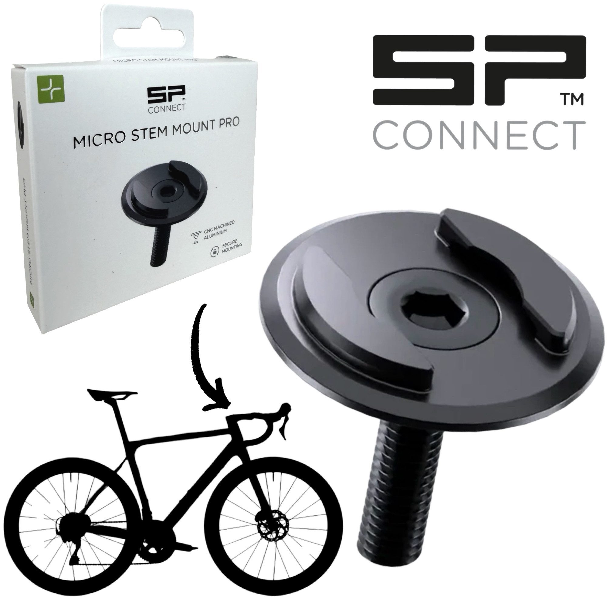 SP Connect Handyhülle SP Connect Micro Stem Mount Pro Fahrrad Top Cap Vorbau Handy Halter