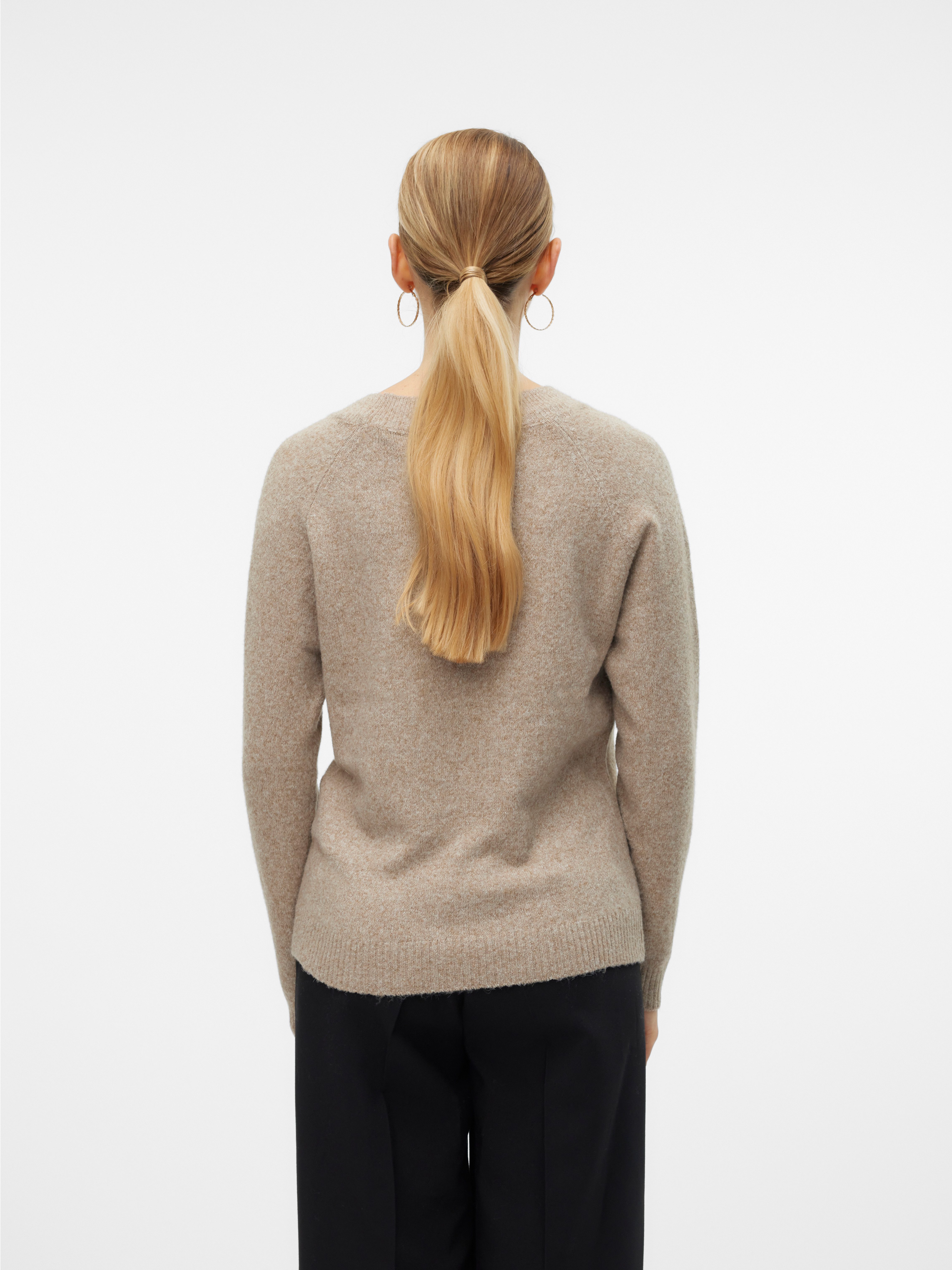 Vero Moda Rundhalspullover VMDOFFY in melierter Optik
