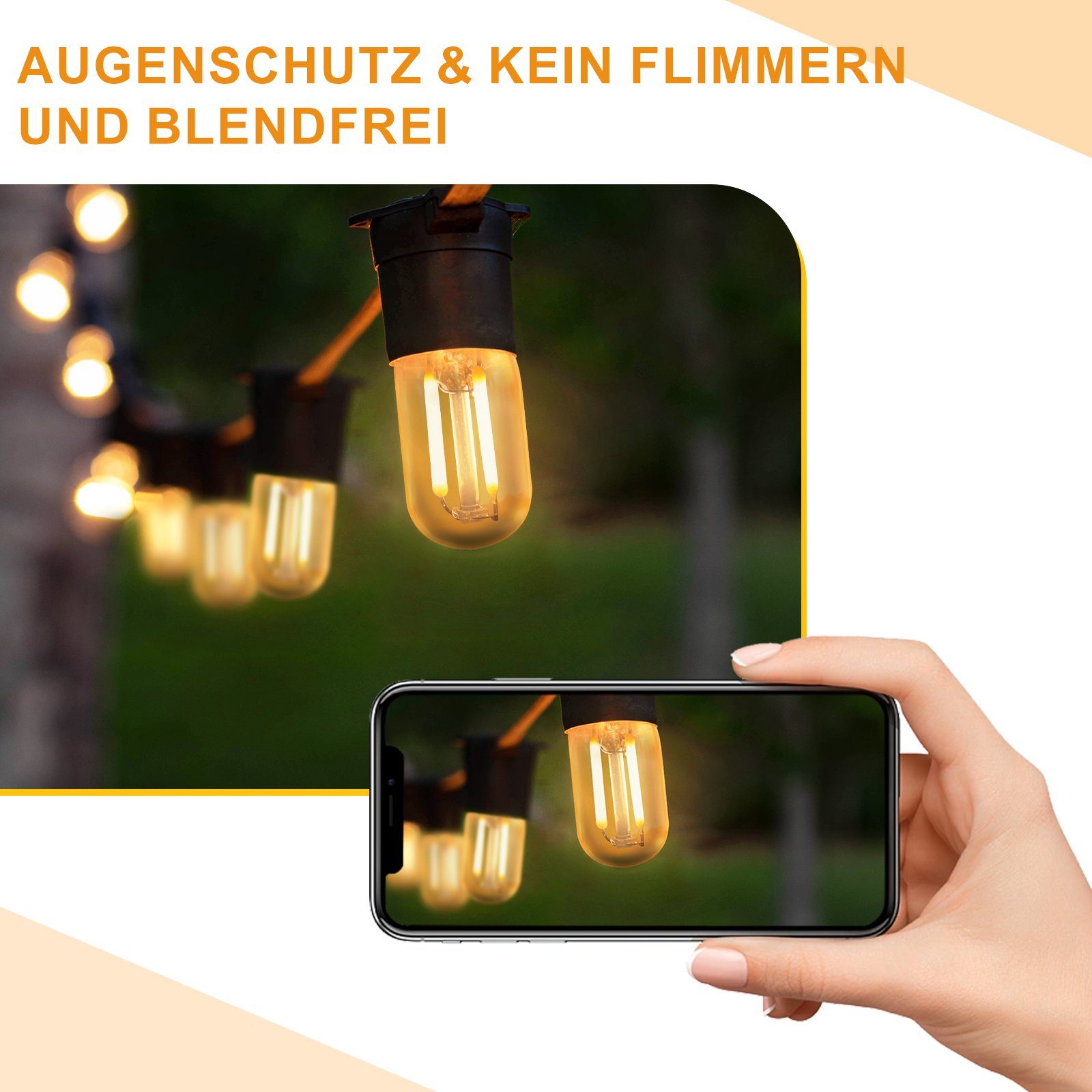 ZMH LED-Leuchtmittel E14 LED Vintage Glühbirnen - T22 LED Leuchtmittel für Flur, 4 St., Warmweiß, Nicht Dimmbar – Bild 5 von 5