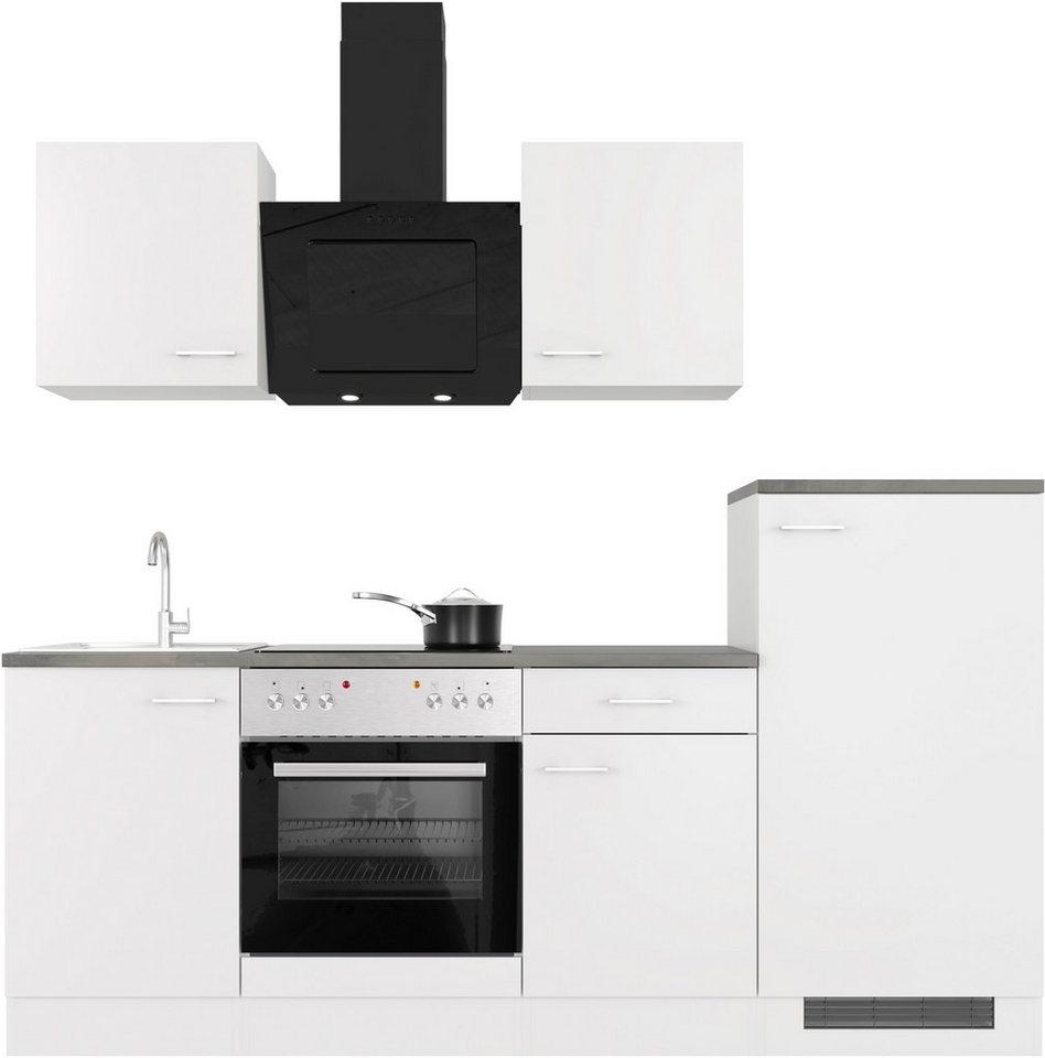 Flex-Well Küche Lucca, mit E-Geräten, Breite 220 cm, in vielen  Farbvarianten erhältlich, Schnelle Lieferzeit, auf Wunsch mit Aufbauservice