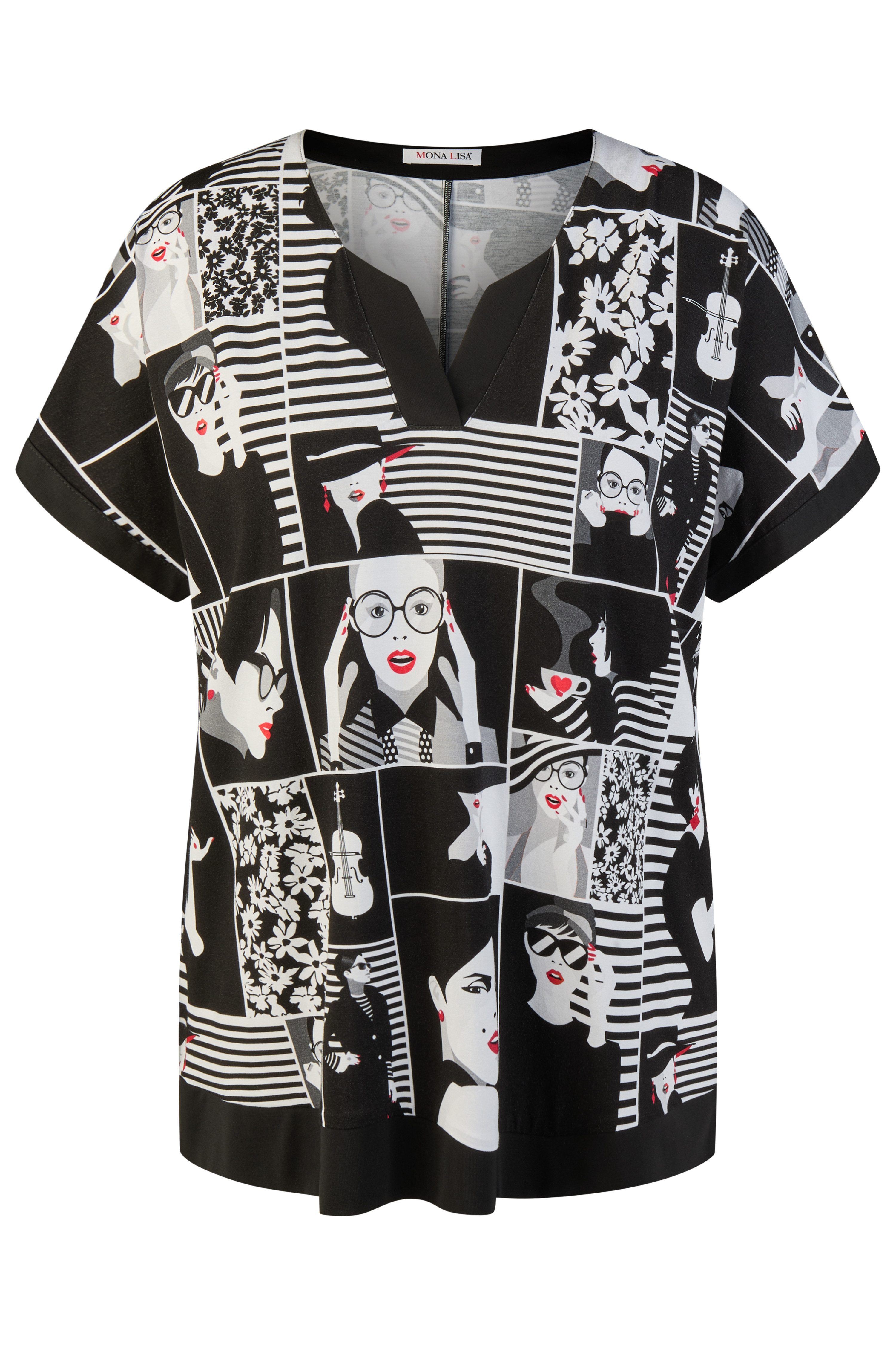 Mona Lisa Print-Shirt Große Größen Sommershirt