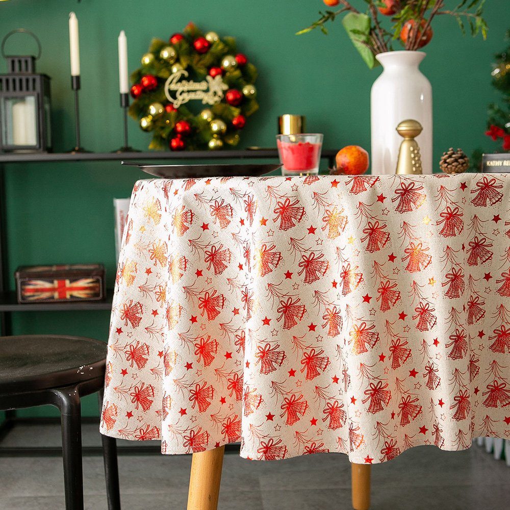 FELIXLEO Tischdecke Tischdecke Runde Weihnachten und 140cm Leinen Baumwolle Haushalt