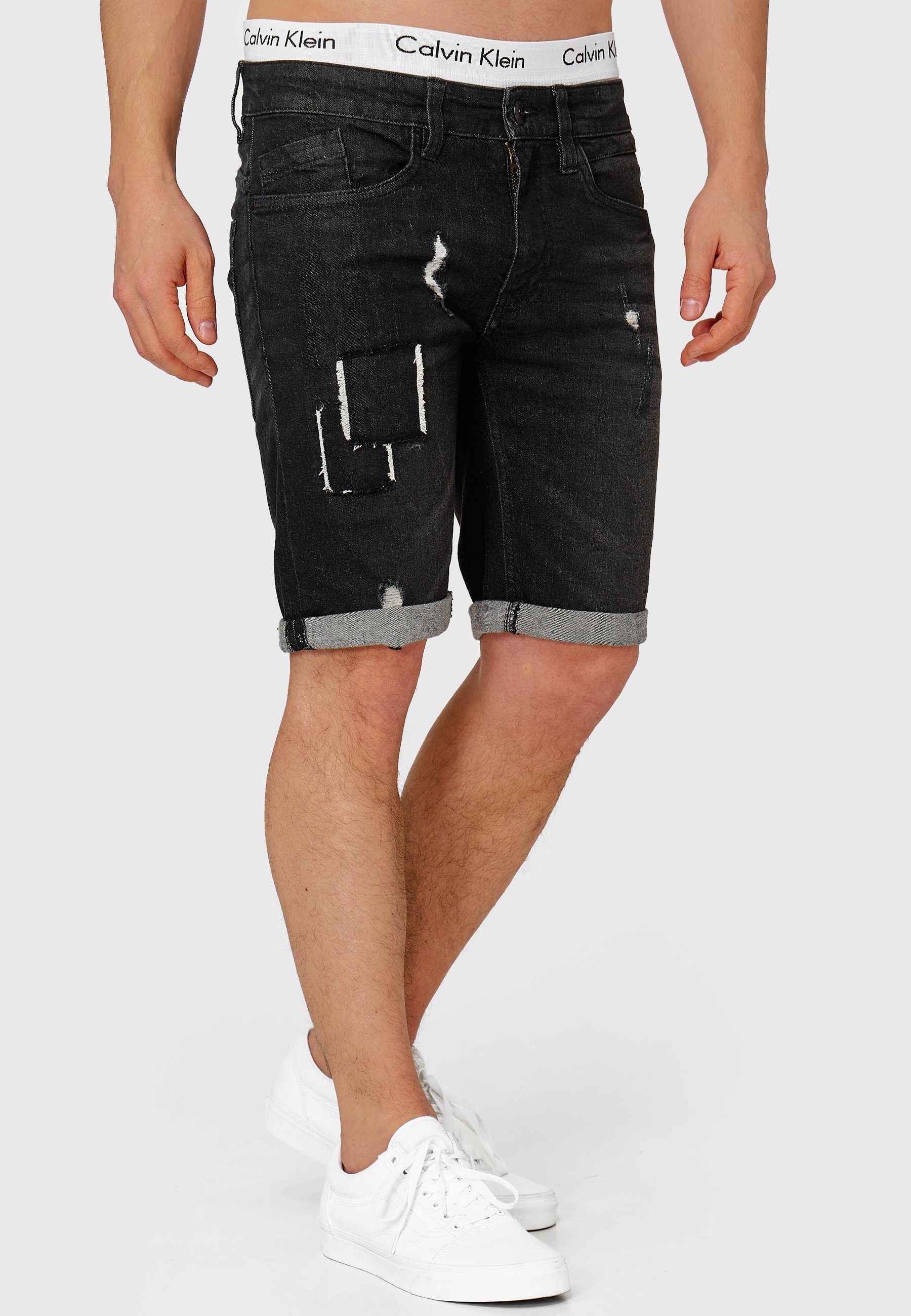 Indicode Jeansshorts Herren Roberts Jeans Shorts Herrenshorts aus elastischer Baumwoll-Qualität
