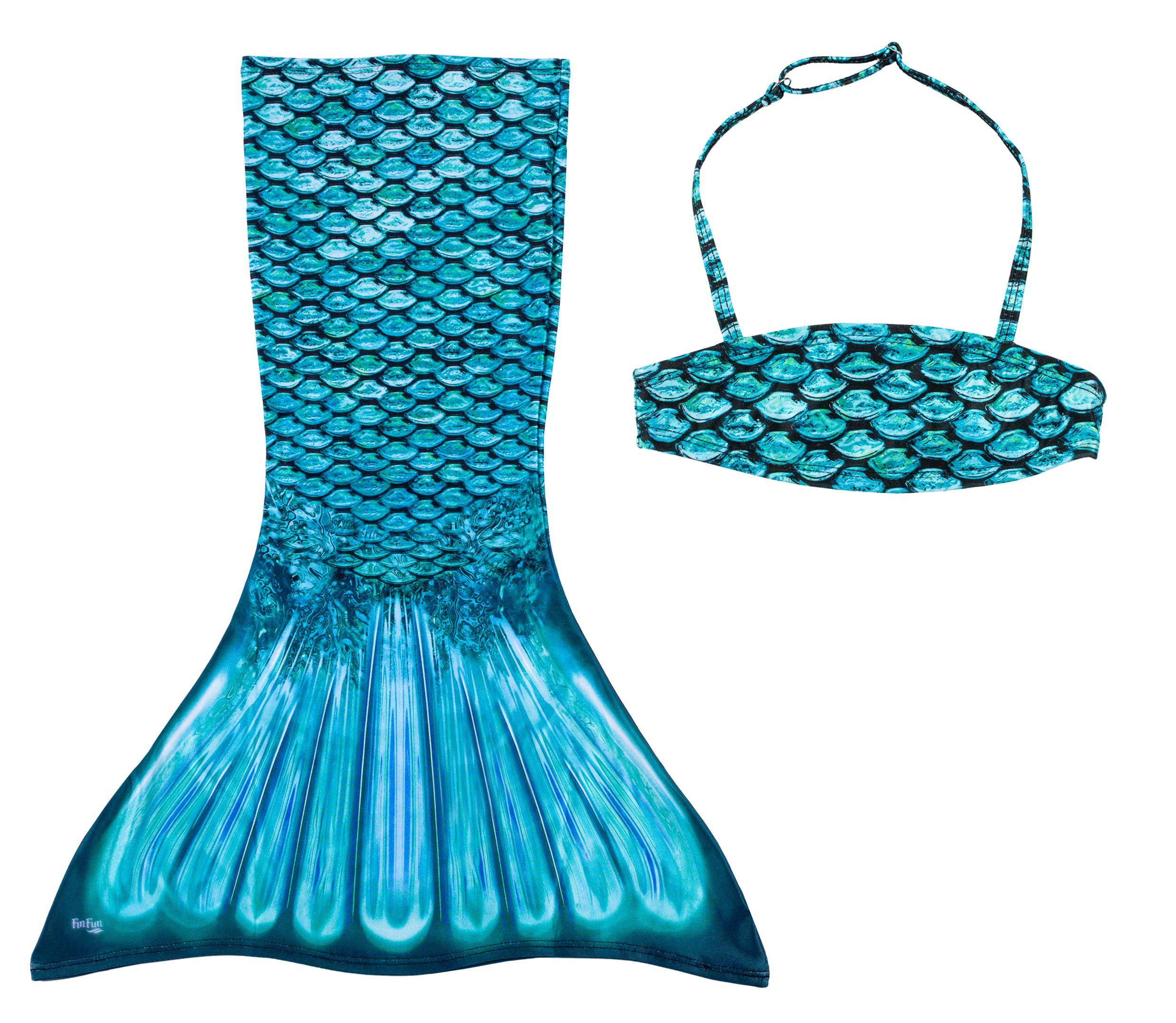 Fin Fun Balconette-Bikini Meerjungfrau Bikini Oberteil mit Rock Tidal Teal für Kinder
