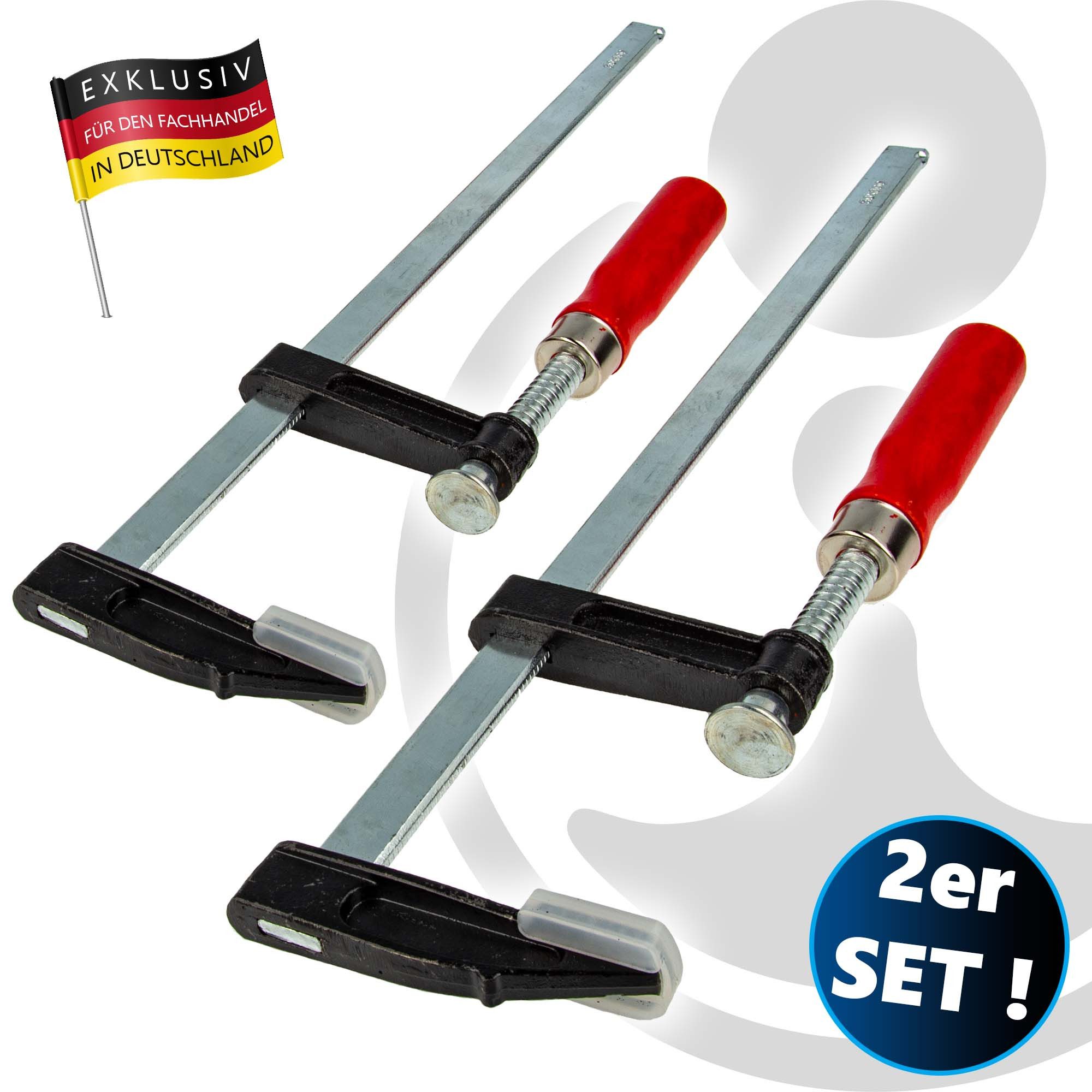 EUROTOOLS Schraubzwinge Schraubzwingen-Satz, 2-teilig, 50 mm x 300 mm, Doppelpack, Temperguss