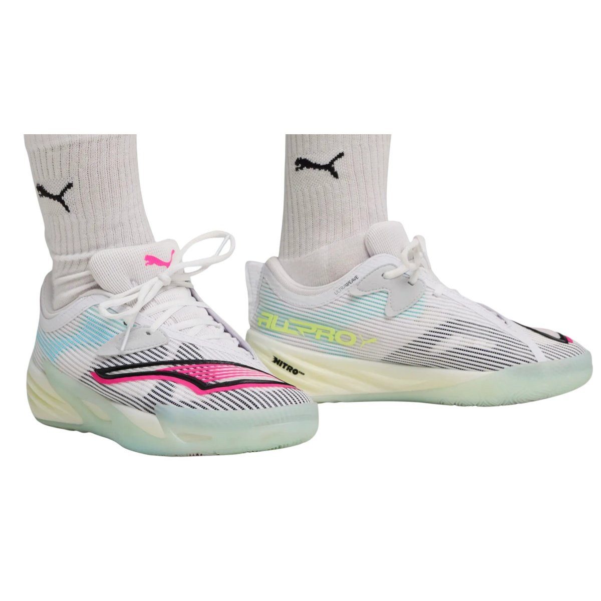 PUMA Hallen-Indoorschuhe All-Pro Nitro™ 2 (Basketball) 2025 weiss/bunt Badmintonschuh