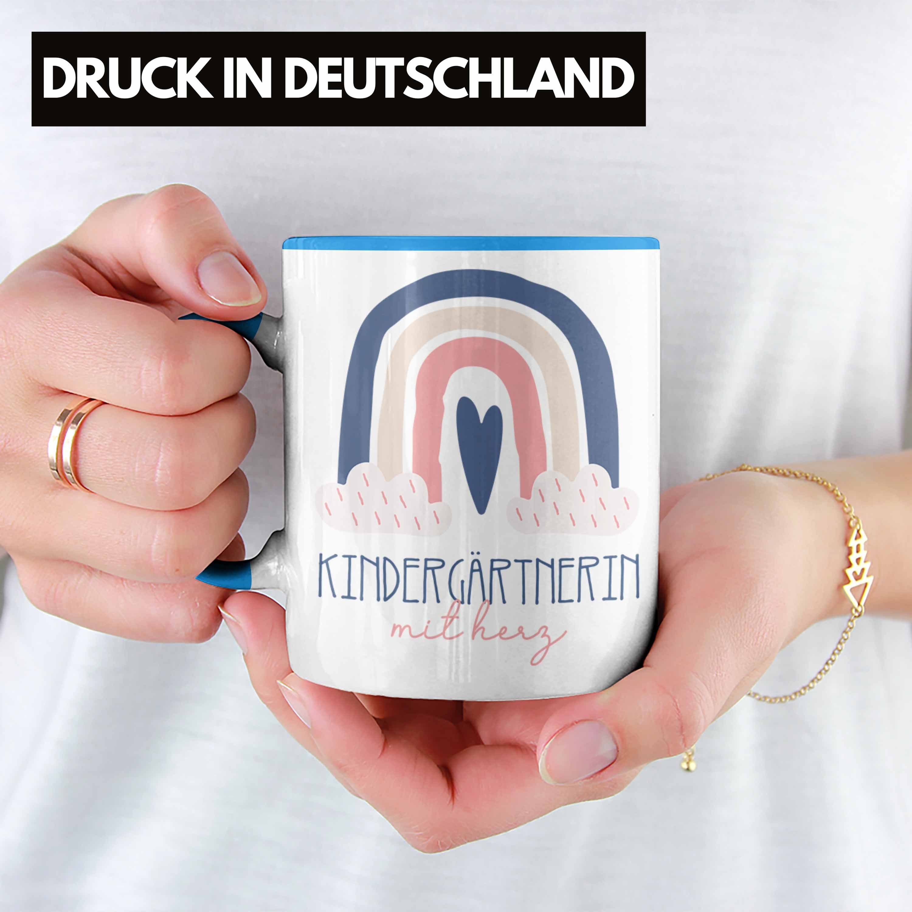 Geschenkidee Er Kaffeetassse Tasse Blau Trendation für Kindergärtnerin Tasse Danke Geschenk