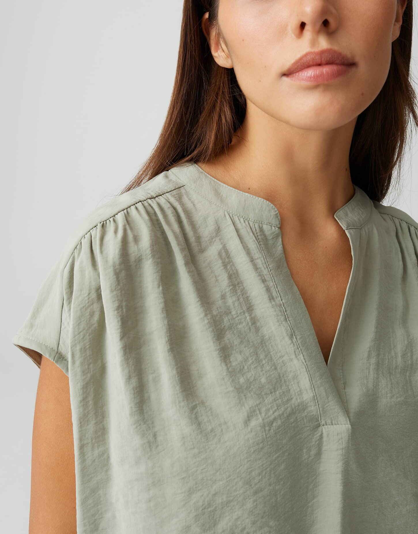 OPUS Kurzarmshirt Sawoko im Materialmix weich fließender Fall, glatter Griff, Casual