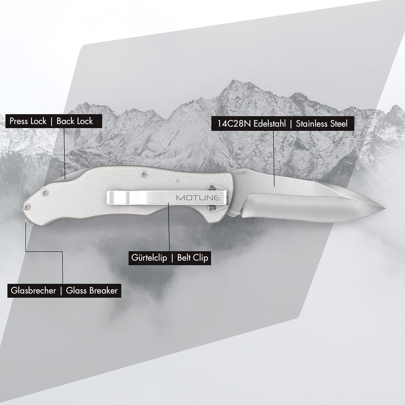 BURI Taschenmesser Klappmesser Taschenmesser Outdoor Messer Zweihandmesser transparent