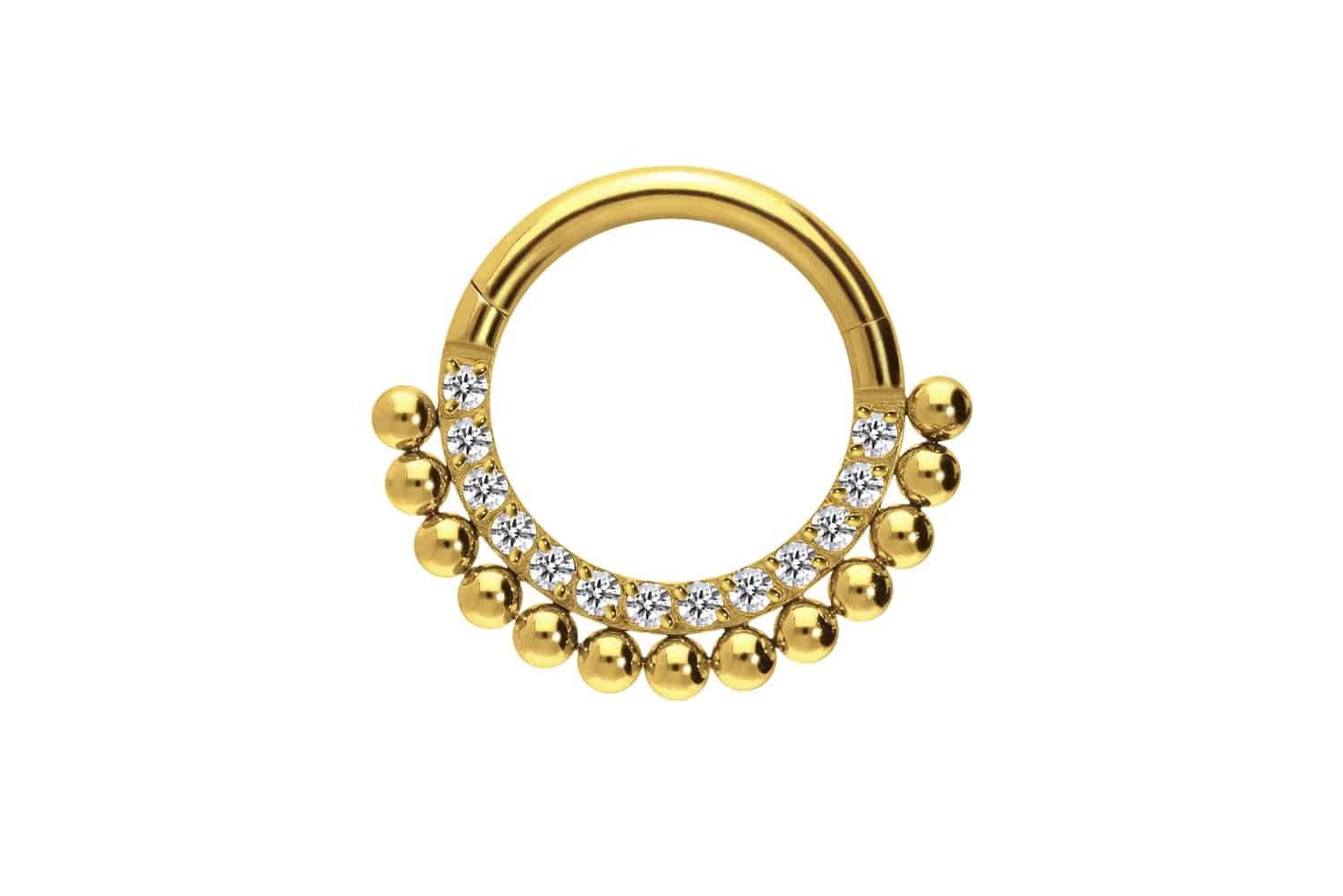 Piercing-Set Titan Segmentring Clicker EINGEFASSTE KRISTALLE + KUGELN