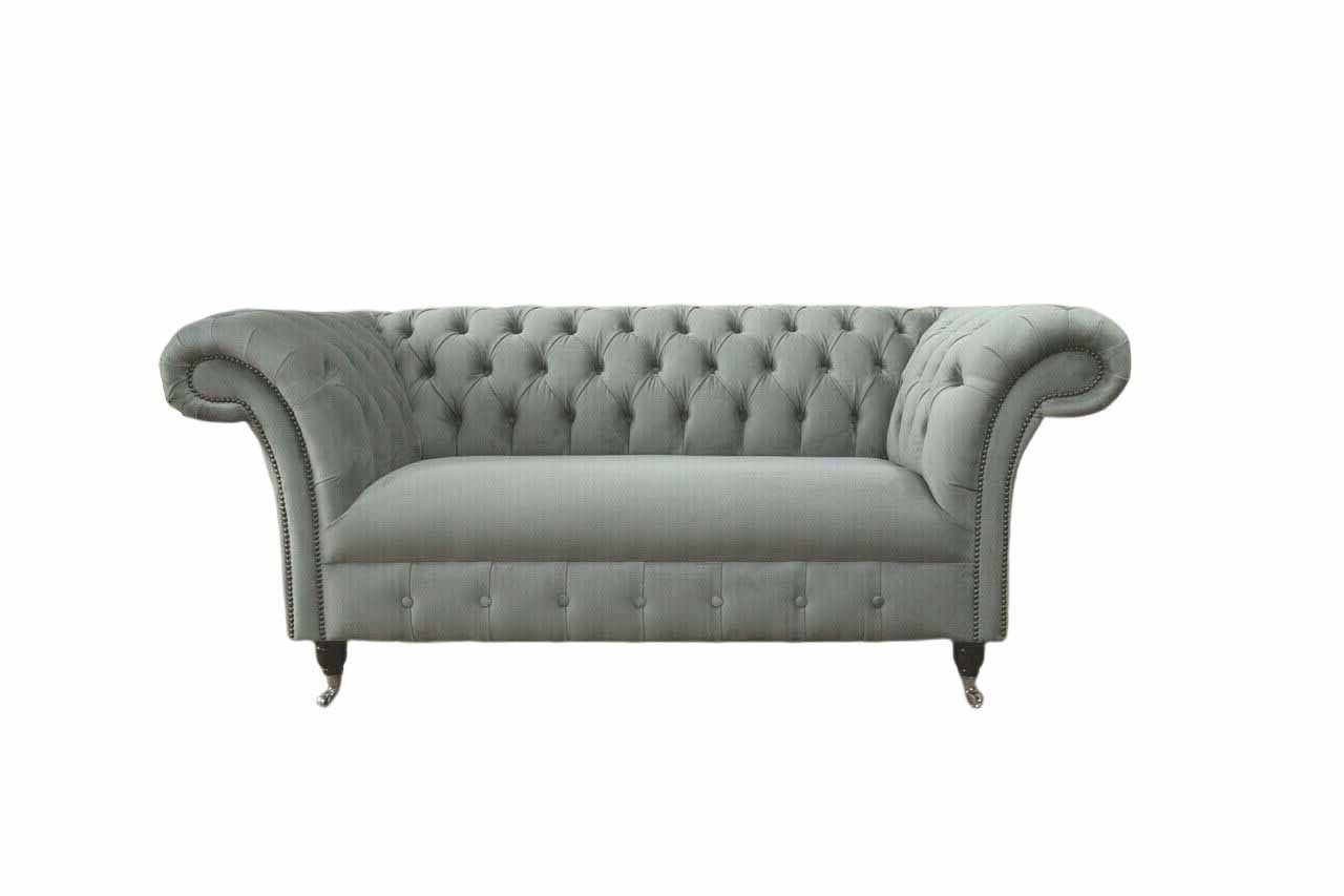 Couch JVmoebel Stoff Polster Sofa Sitz, In Chesterfield Made Sofa Europe Graue Textil 2 Grau Couchen