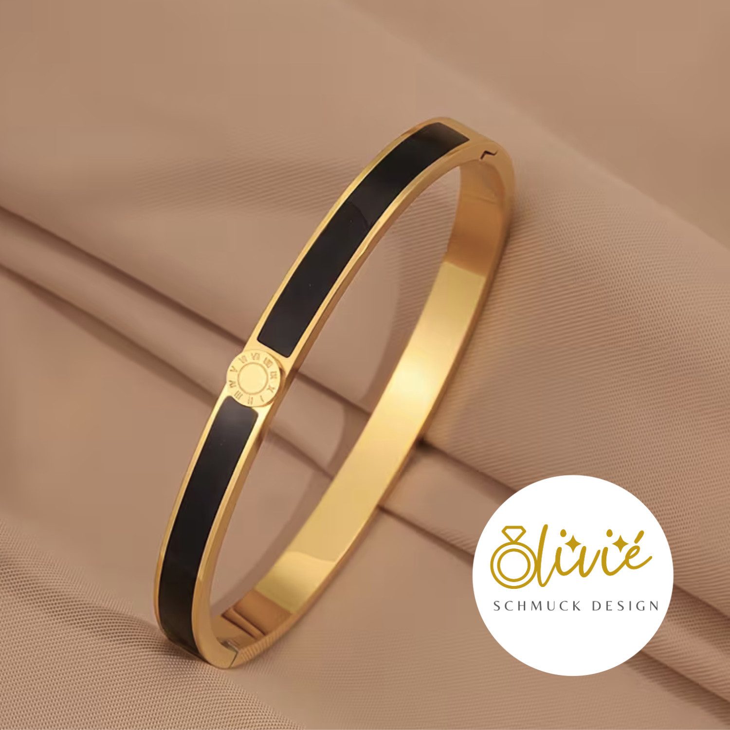 XCOAST Armreif Luxus Damen Edelstahl-Armband Schwarz – hochwertig vergoldet, elegant