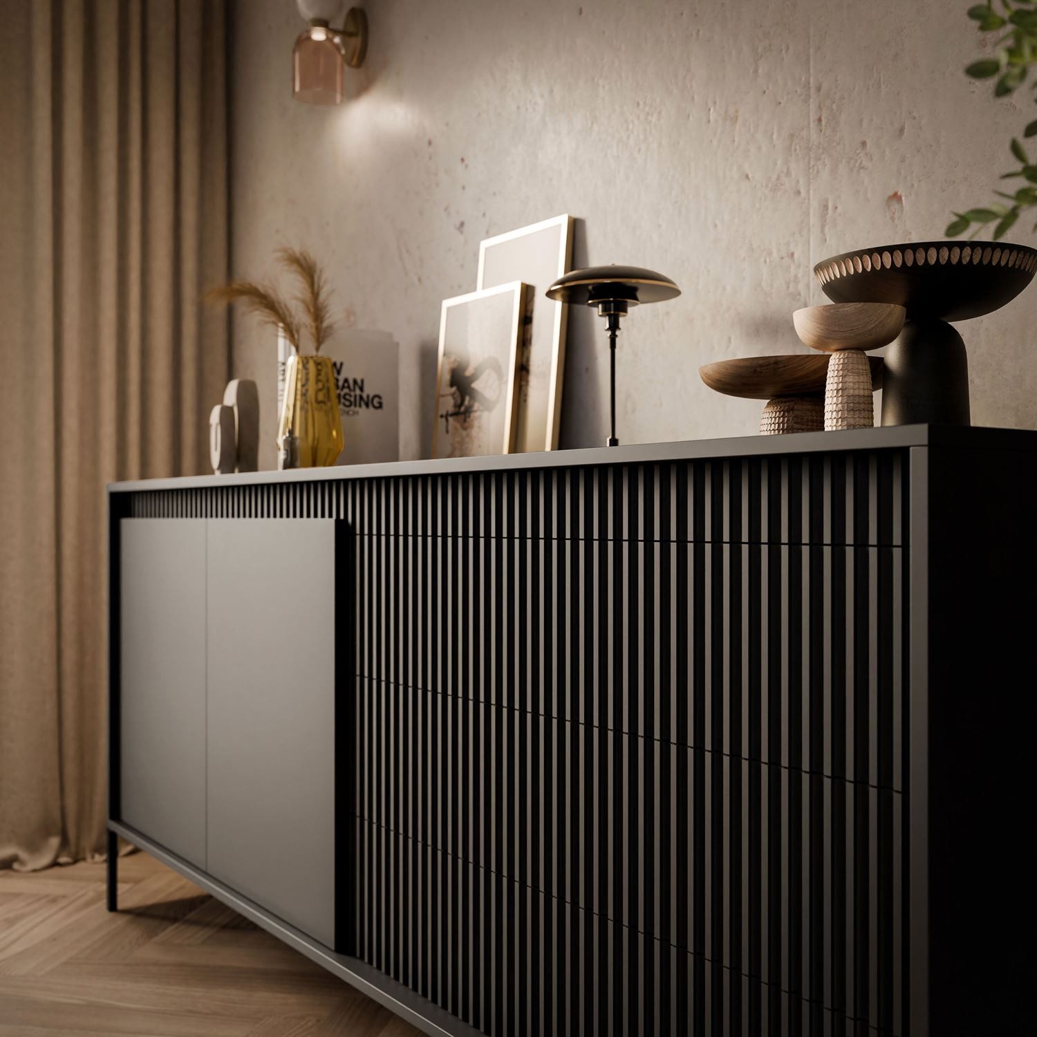 Lookway Kommode YASUMI 2D3S Sideboard mit 2 Türen und 3 Schubladen, 187,1x39,5x81,4 cm – Bild 5 von 5